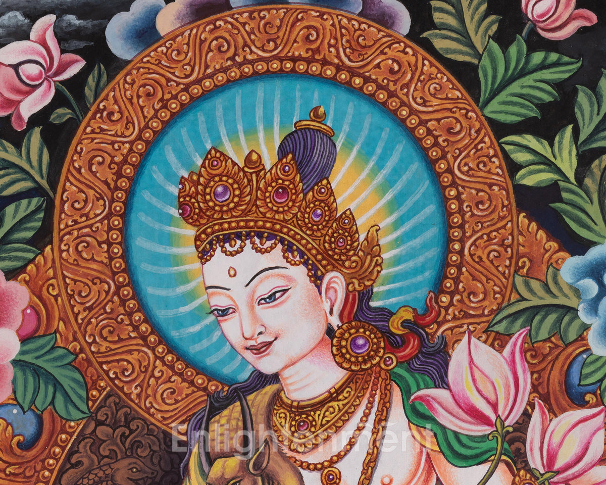 Standing Chenrezig Thangka | Hand-Painted Avalokiteshvara Artwork