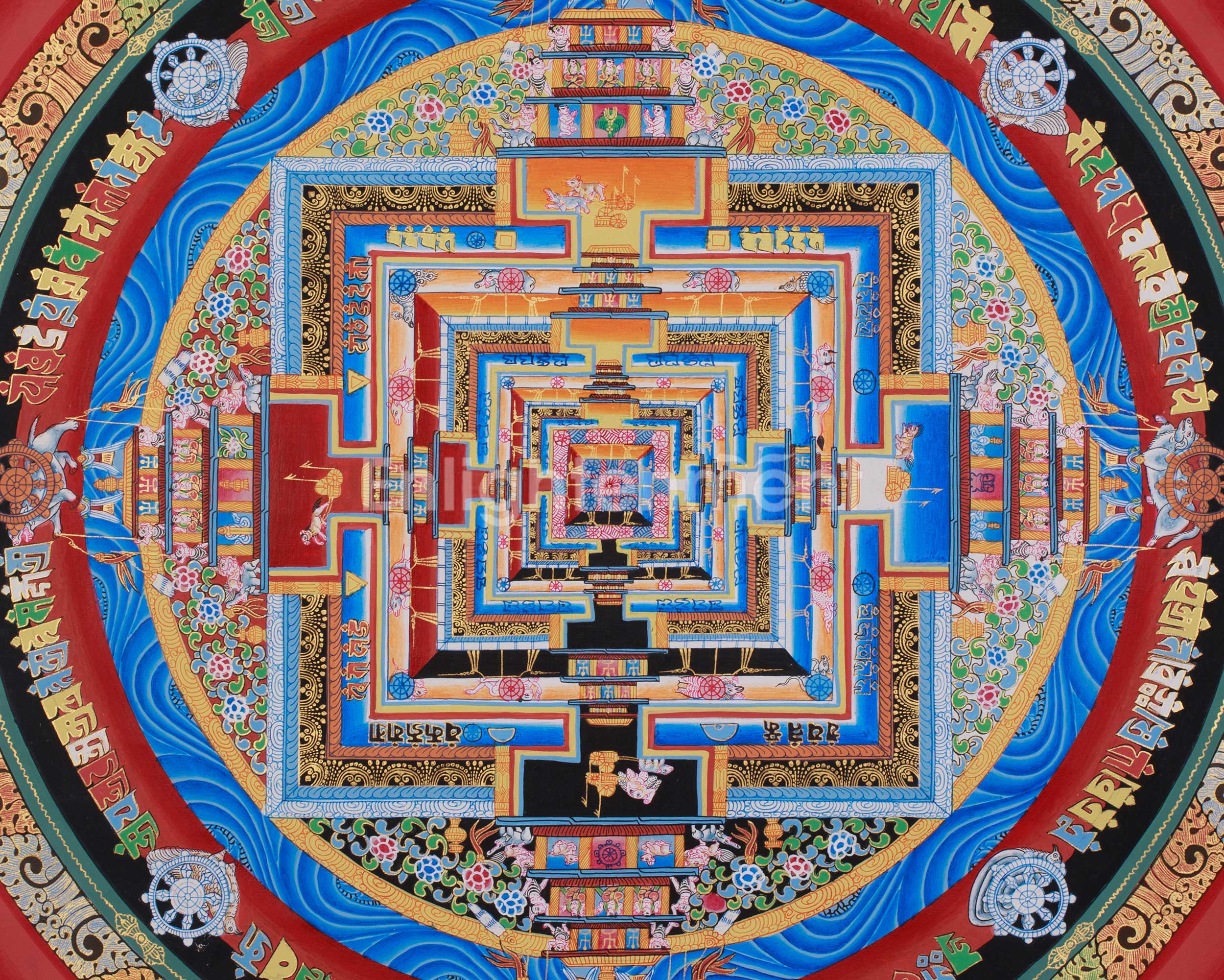 Himalayan Kalachakra Mandala Artwork | Wheel of Time Thangka