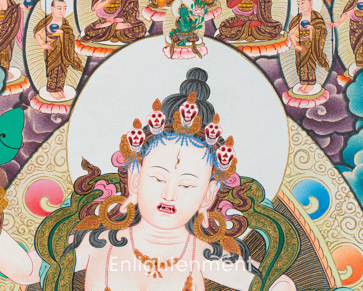 Hand-Painted Machig Labdron Lineage Tree Thangka | High-Quality Thangka Painting
