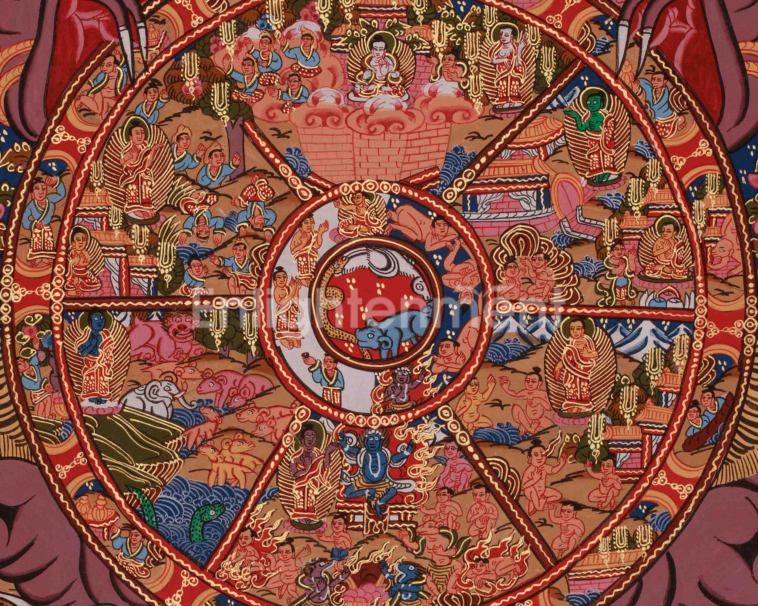 Tibetan Wheel of Life Artwork | Teaching Samsara and the Path to Freedom