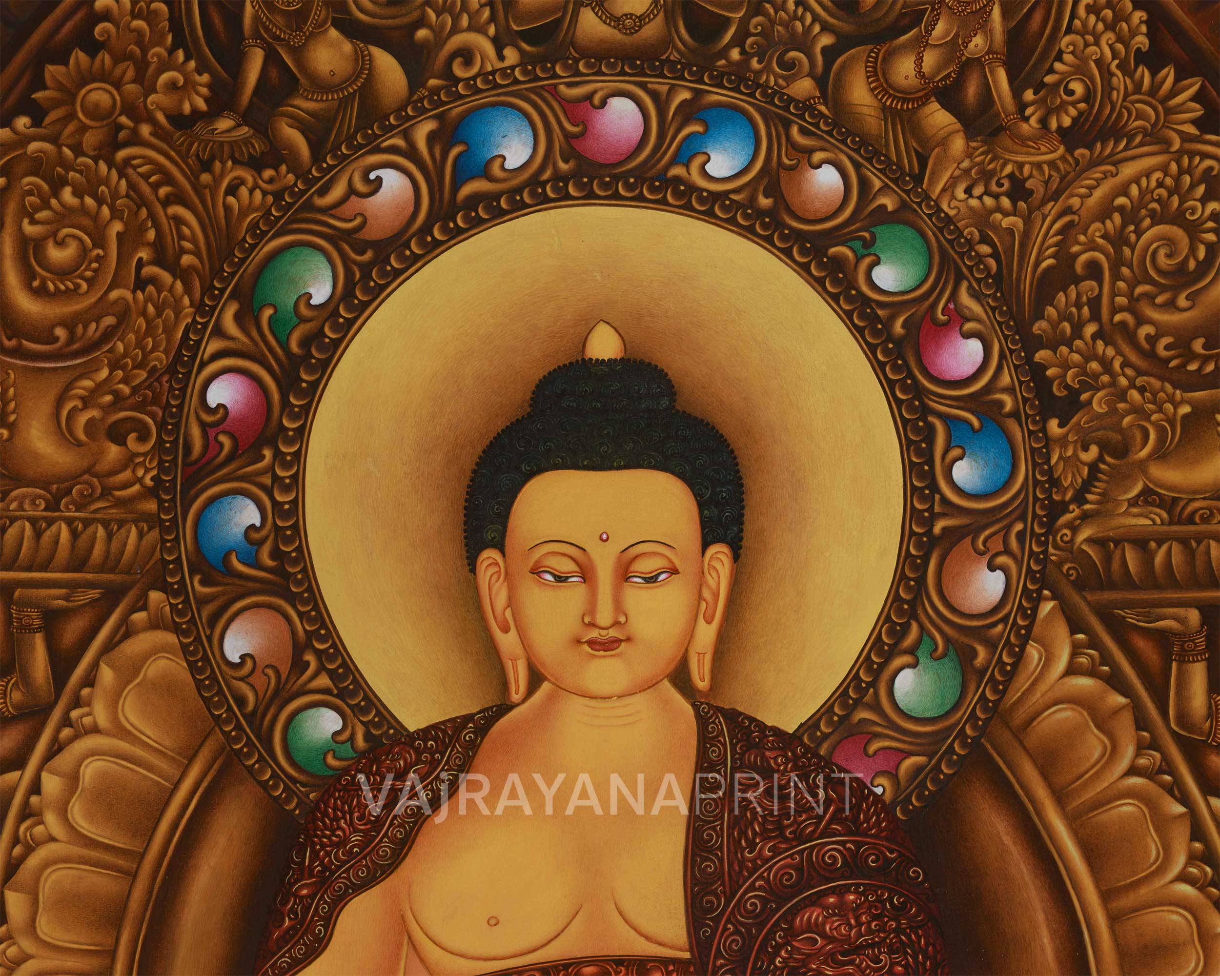 The Buddha Shakyamuni Thangka Print | High-Quality Giclée Cotton Canvas
