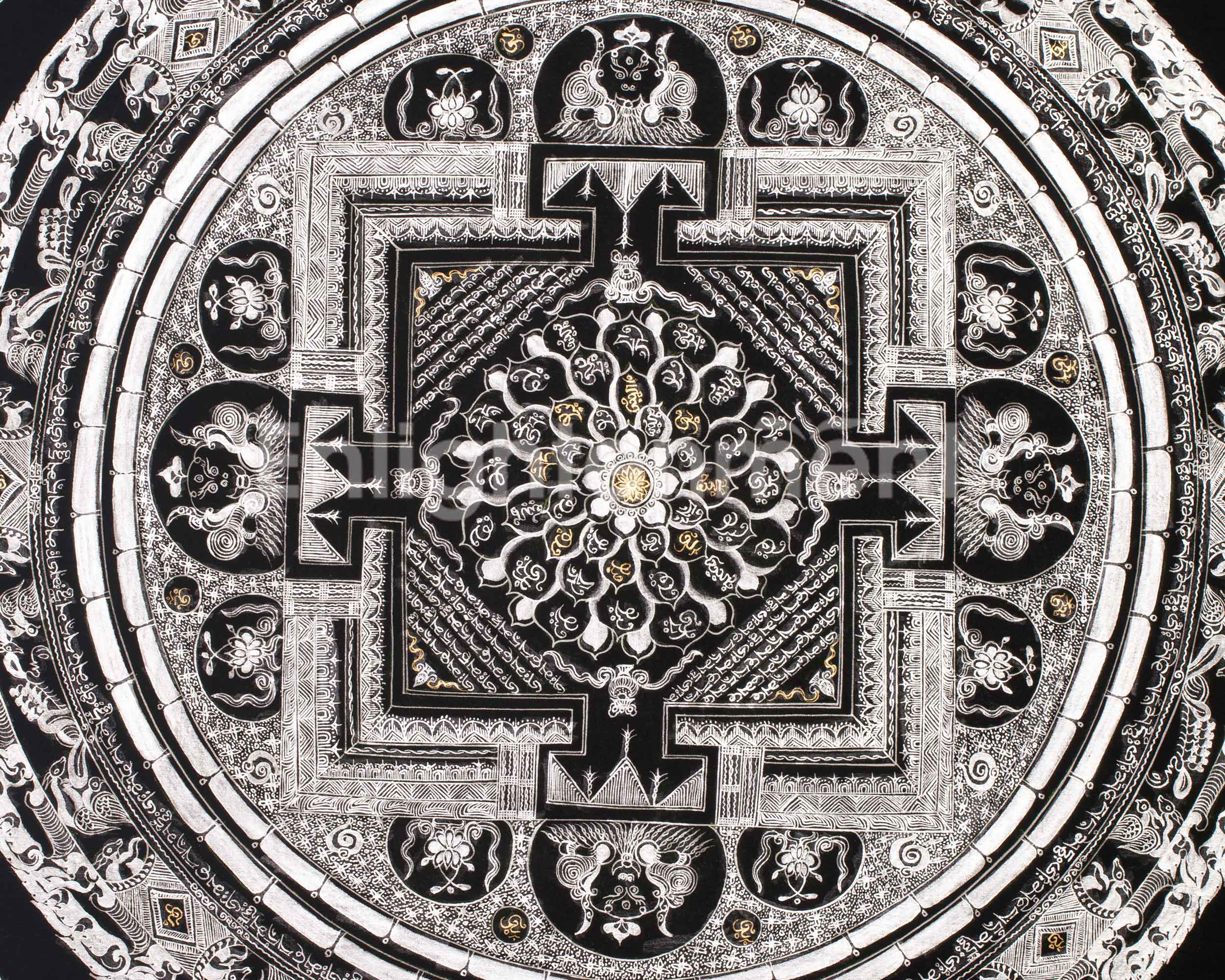 Tibetan Mantra Mandala Thangka | Pure Silver High-Quality Mandala