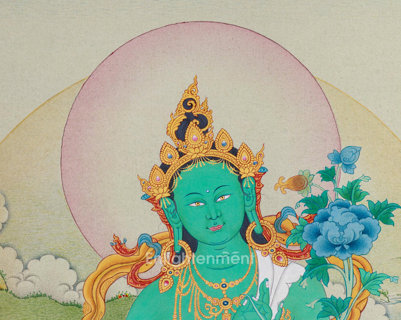 Serene Karma Gadri Thangka of Green Tara