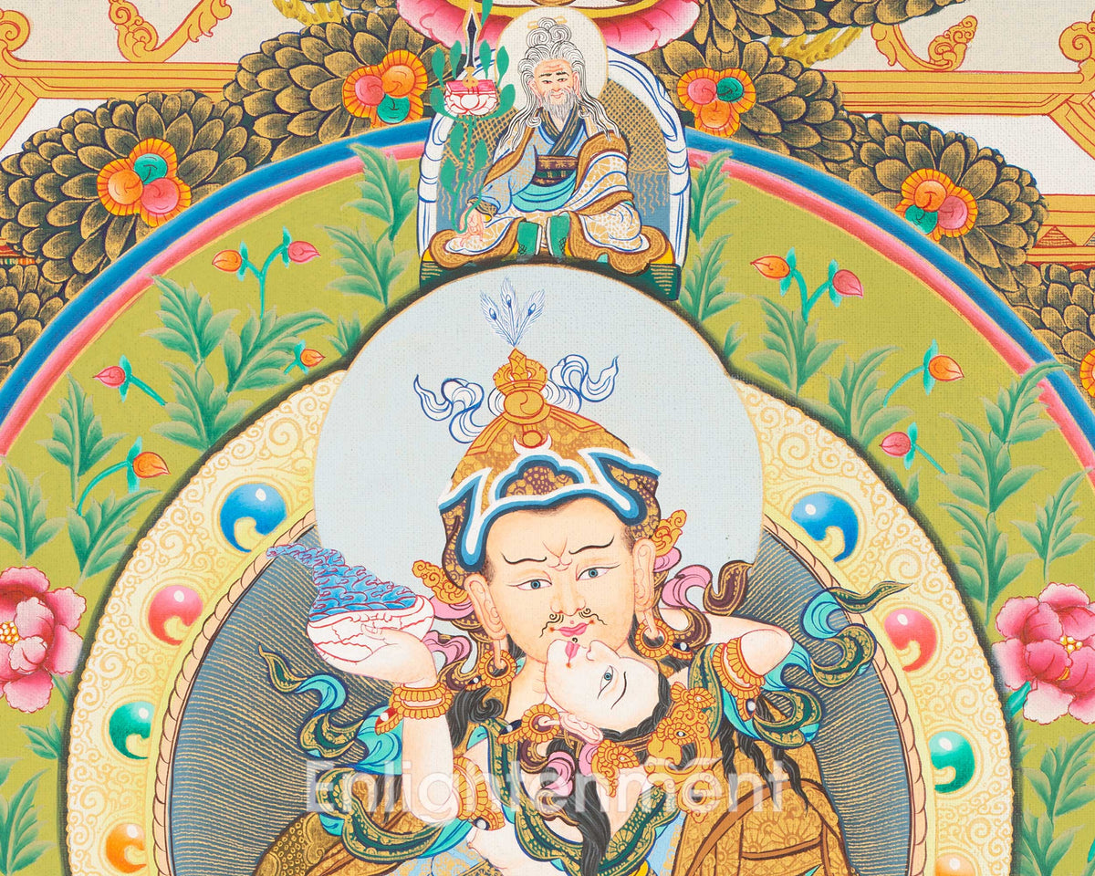 Guru Rinpoche Refuge Tree Thangka Painting | Hand Painted Buddhist Art of Nepal