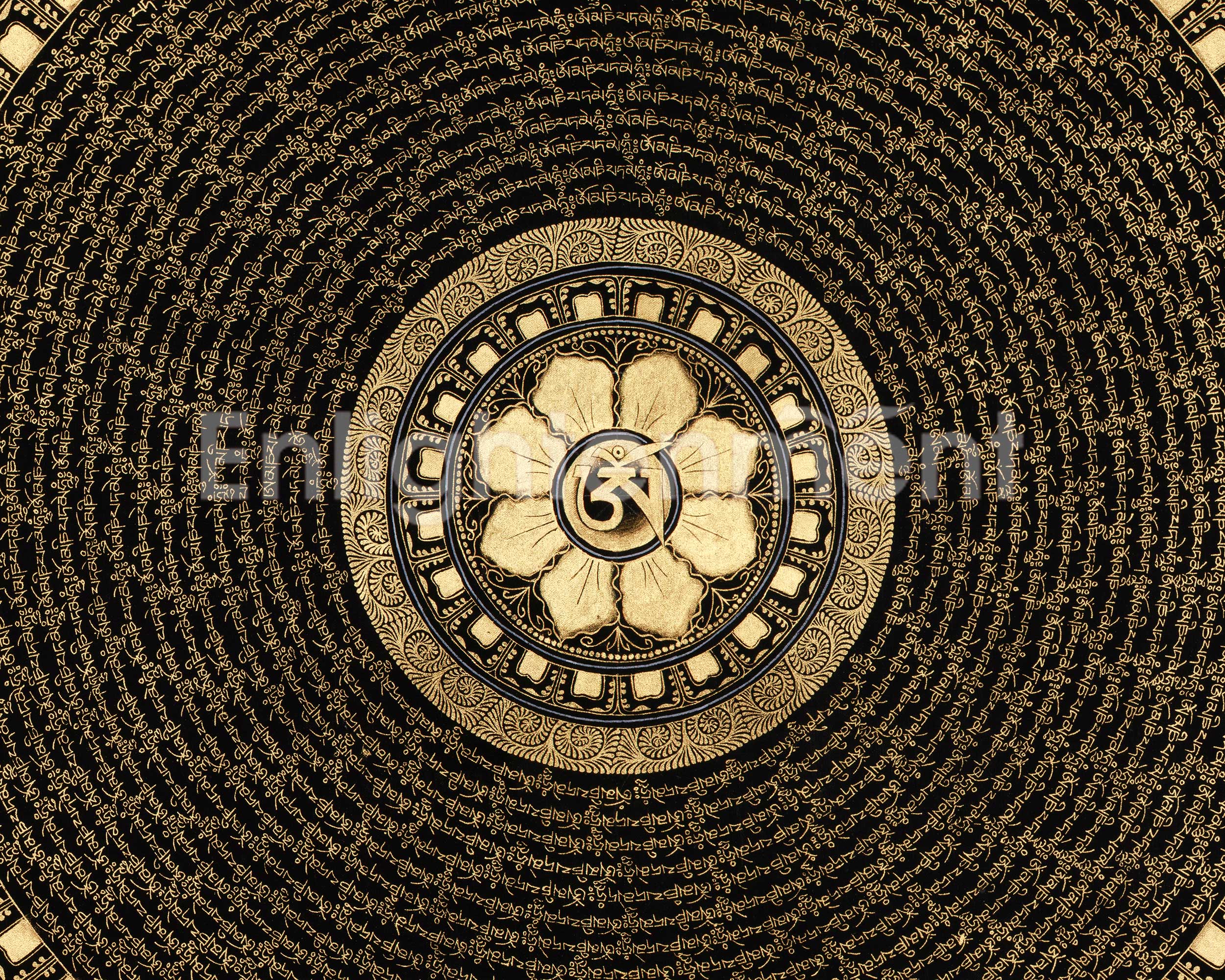 Traditional Tibetan Mantra Mandala Thangka | Meditation Room Decor