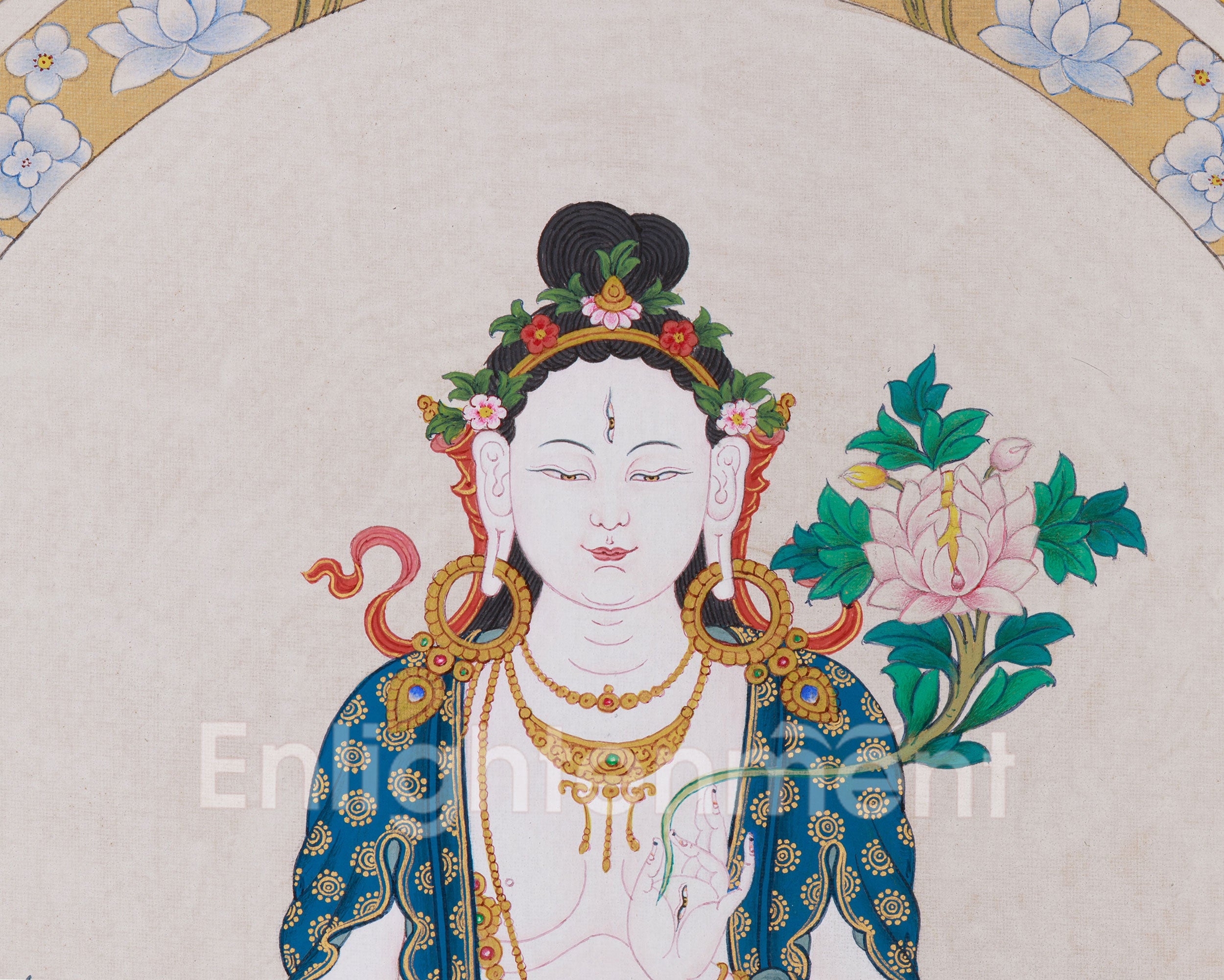 Rare Tibetan Goddess White Tara Painting | Goddess of Longevity and Healing