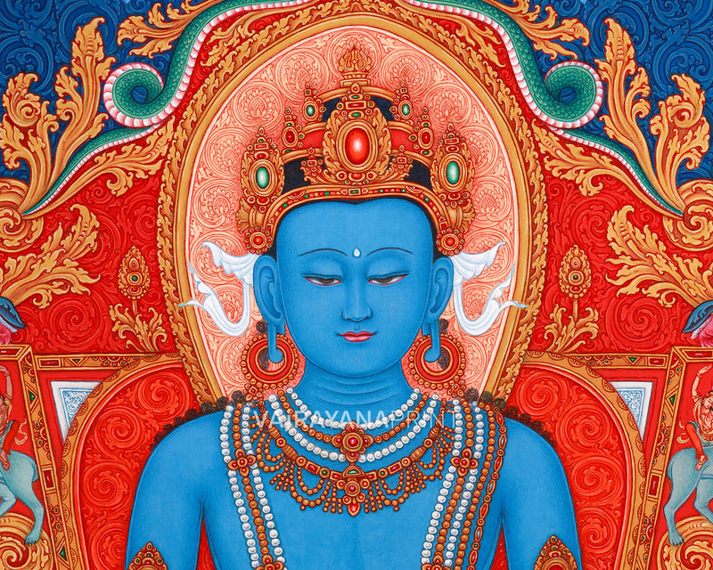 Akshobhya Thangka Print | High-Quality Artwork Capturing the Divine Blue Buddha Essence