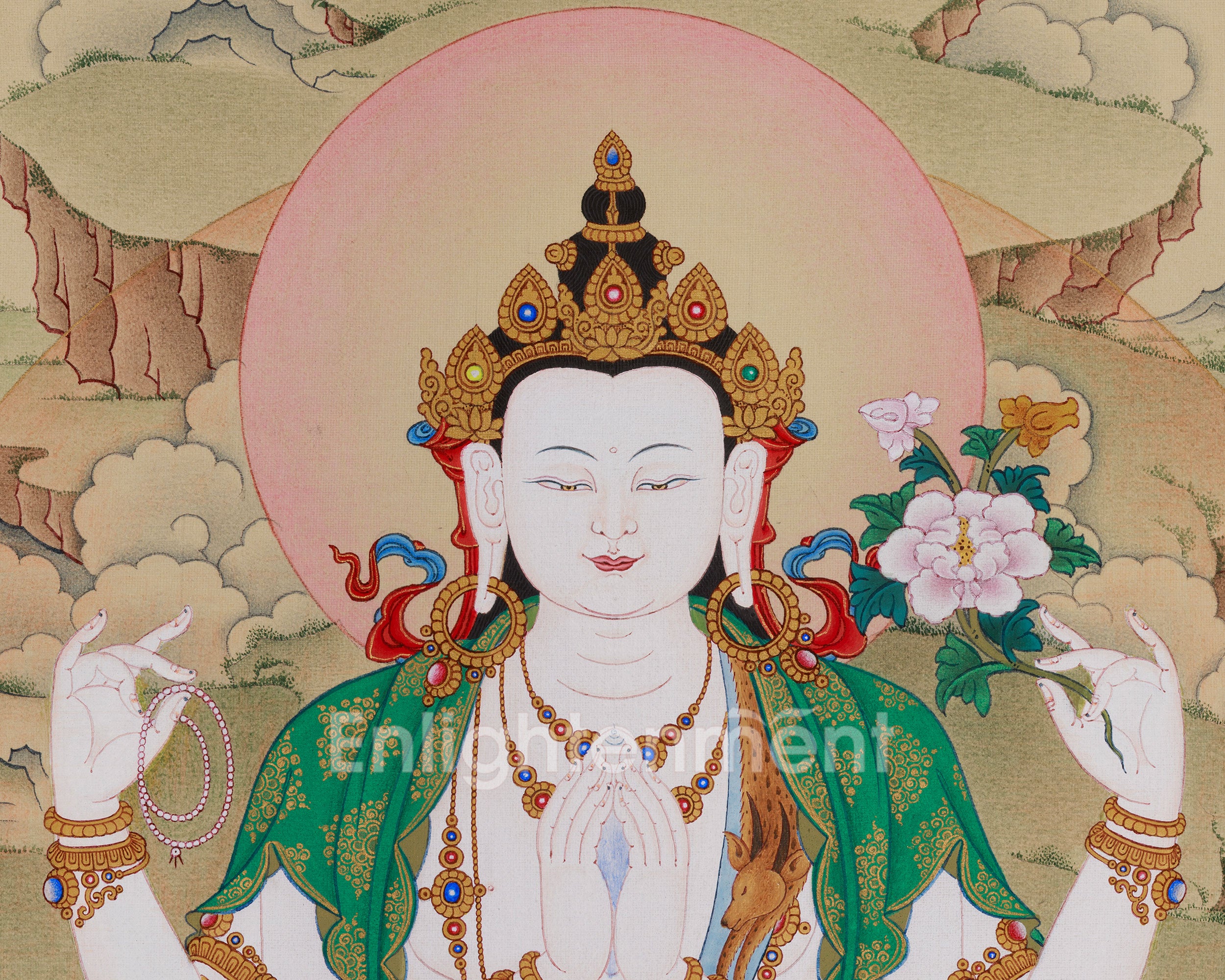 Compassion Buddha Chenrezig Thangka | Tibetan Buddhist Meditation Altar