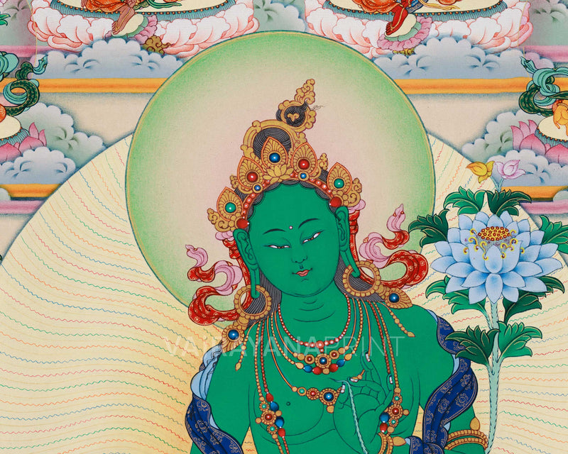 Twenty One Tara Thangka Print | Giclee Art on Canvas | Traditional Wall Decors