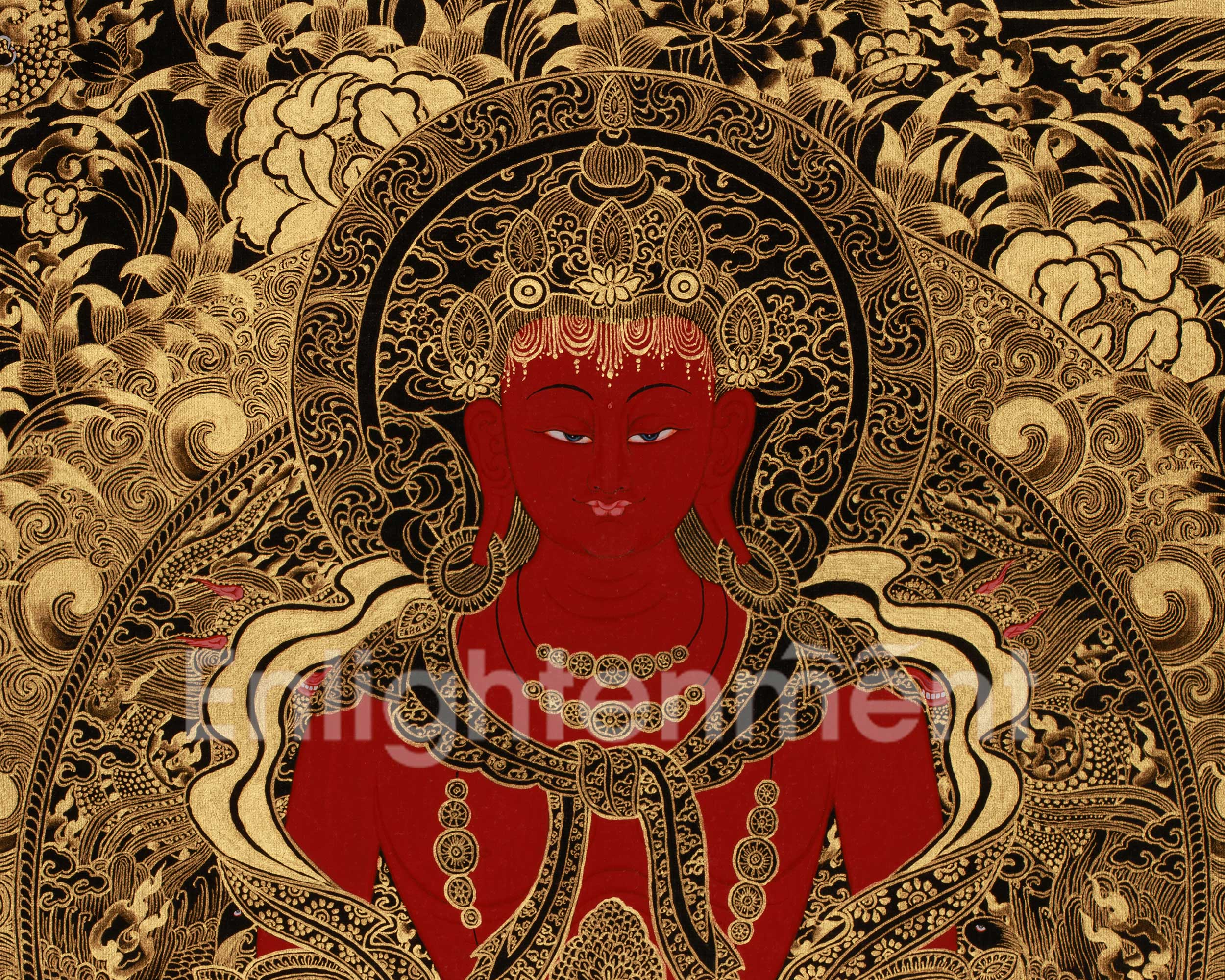 Tibetan Amitayus Buddha Thangka | Deity of Longevity and Infinite Life