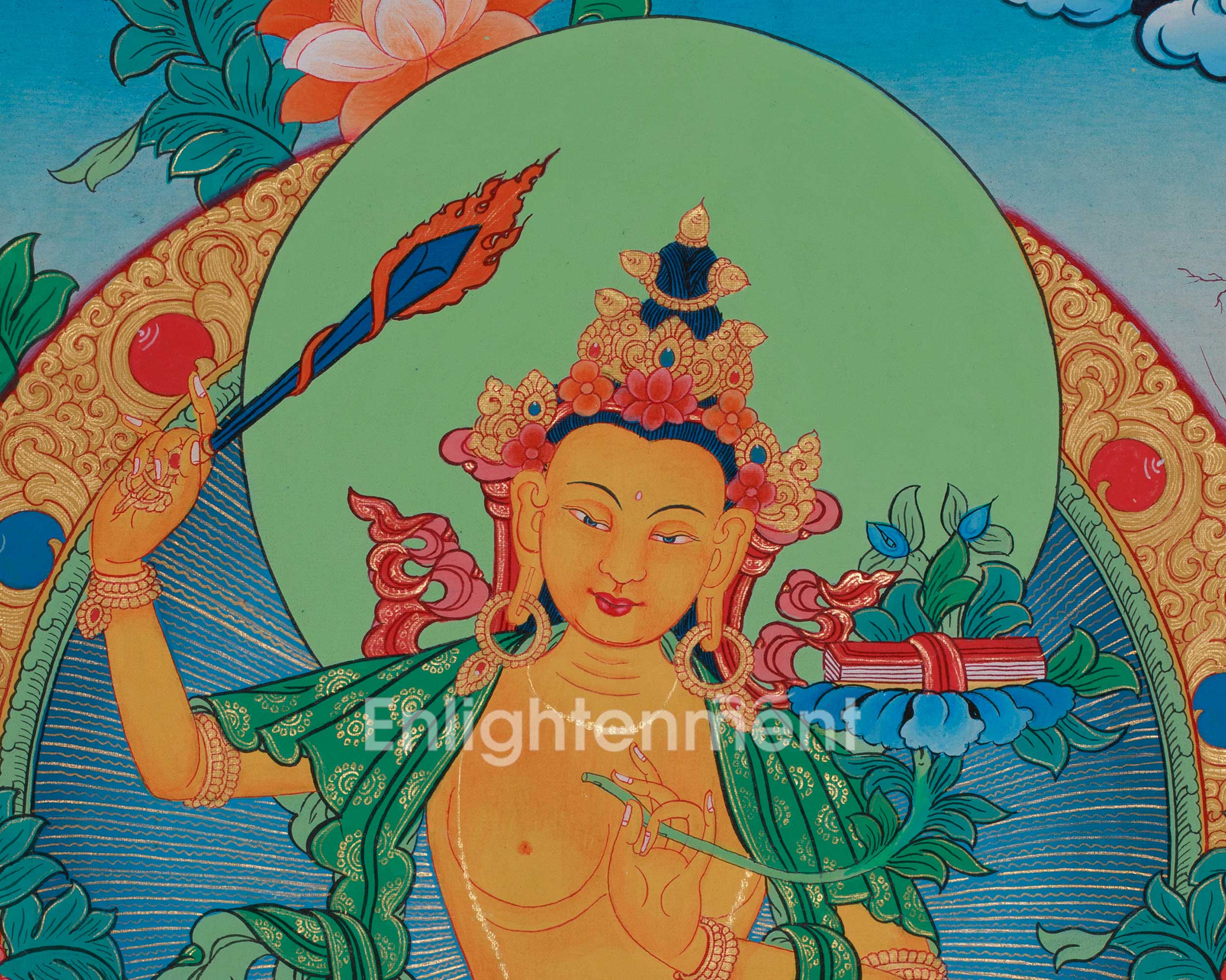 Original Thangka of Manjushree | Tibetan Buddhist Deity