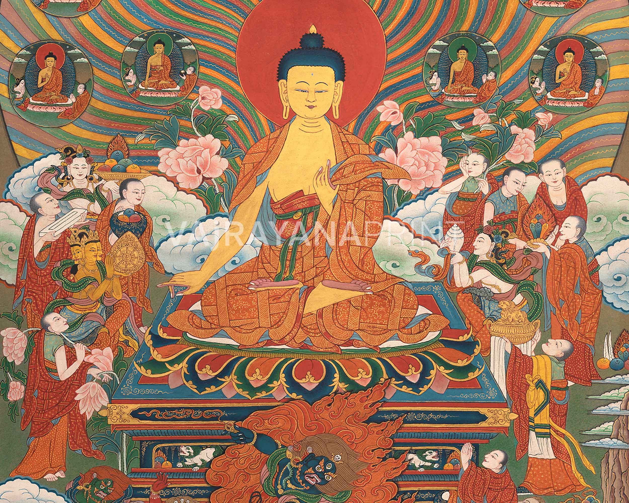 Buddha's 12 Deeds Thangka Print | Traditional gift