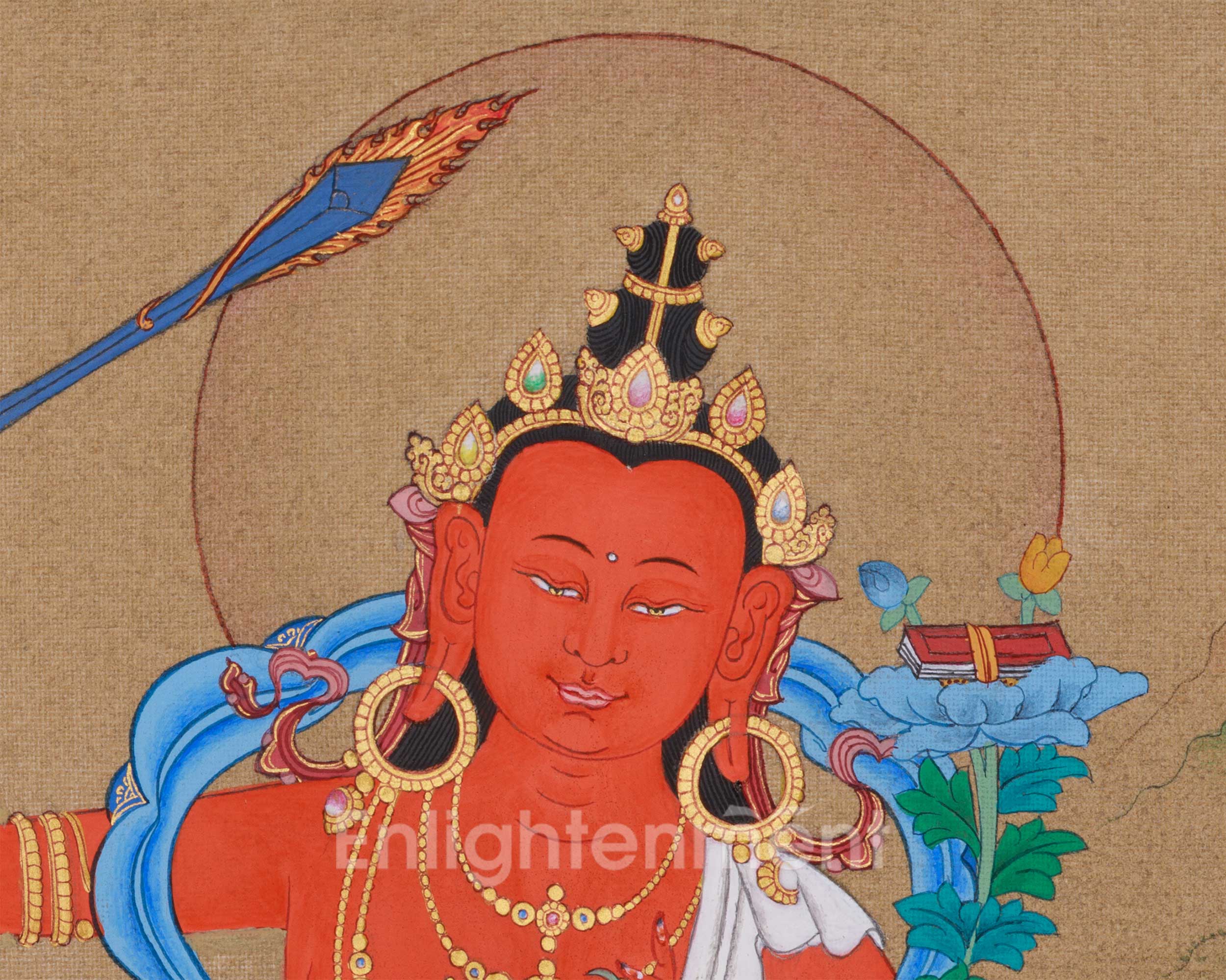Compact Manjushri Thangka | Wisdom, Insight & Spiritual Awakening