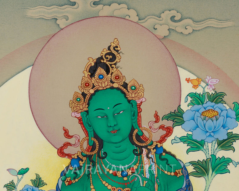 Jetsun Drolma (Green Tara) Thangka Print | High-Quality Giclée Canvas Art