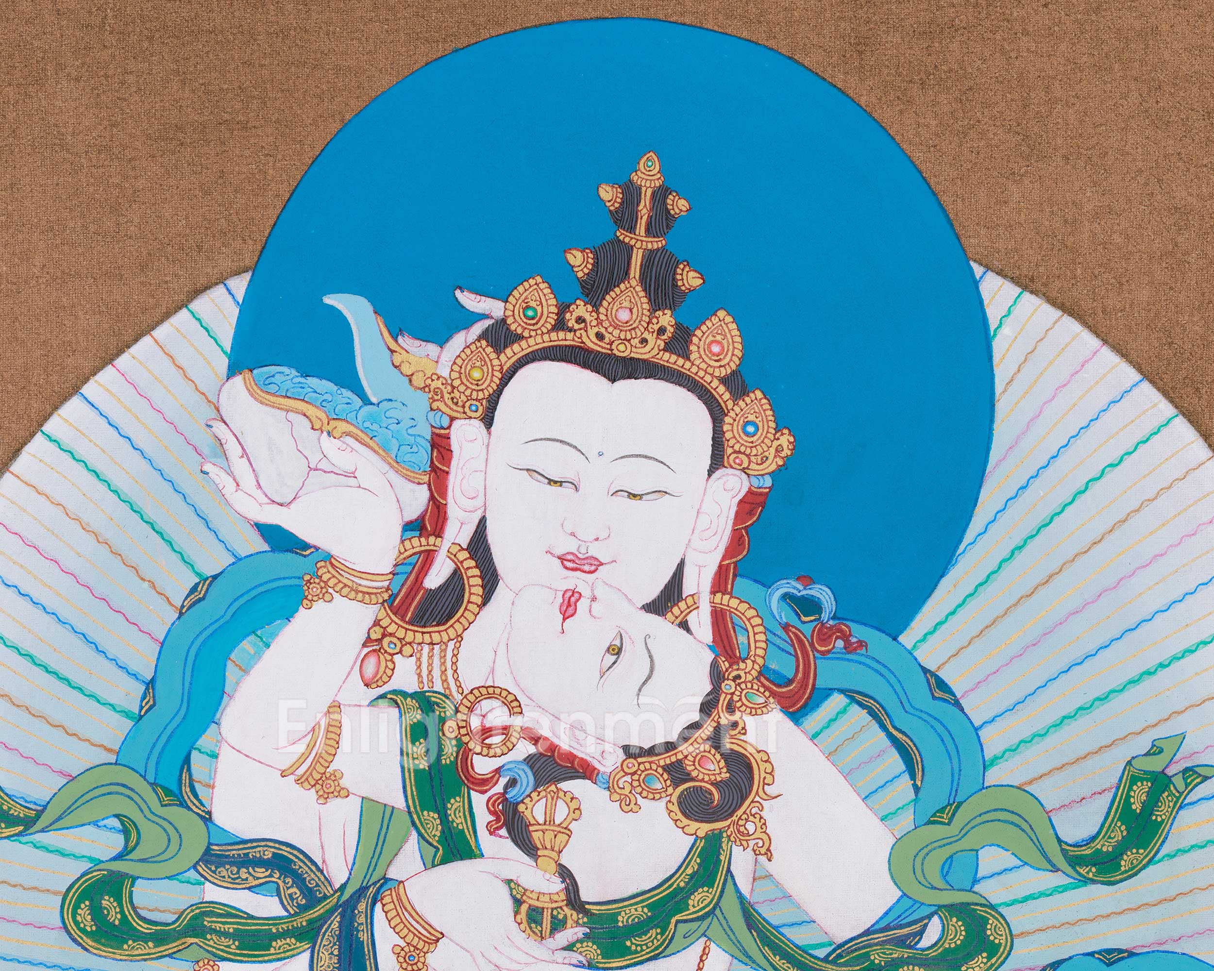Traditional Thangka of Vajrasattva with His Consort | Symbol of Purification