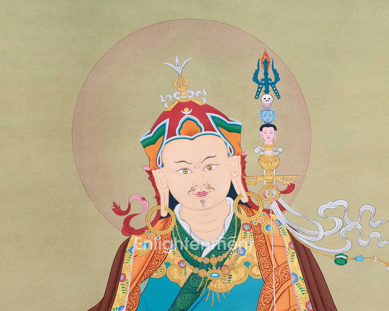 Lotus Master Guru Rinpoche, Large Canvas Thangka
