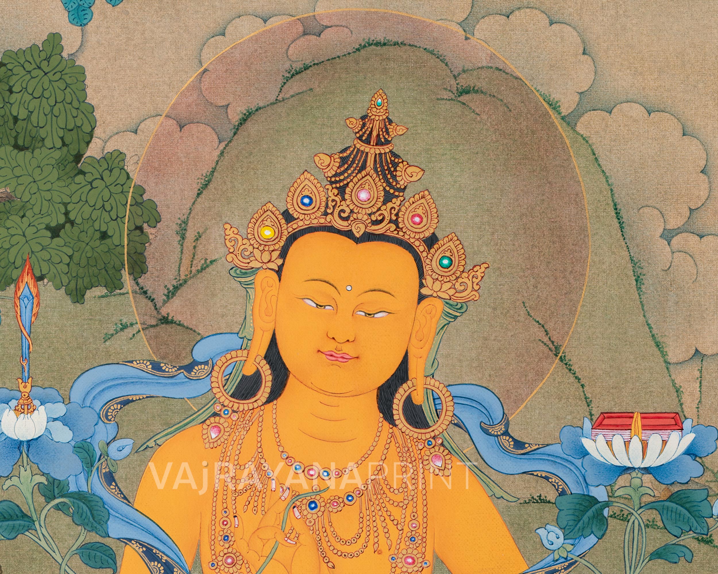 Tibetan Bodhisattva Manjushri Print | Buddhist Deity of Wisdom and Enlightenment