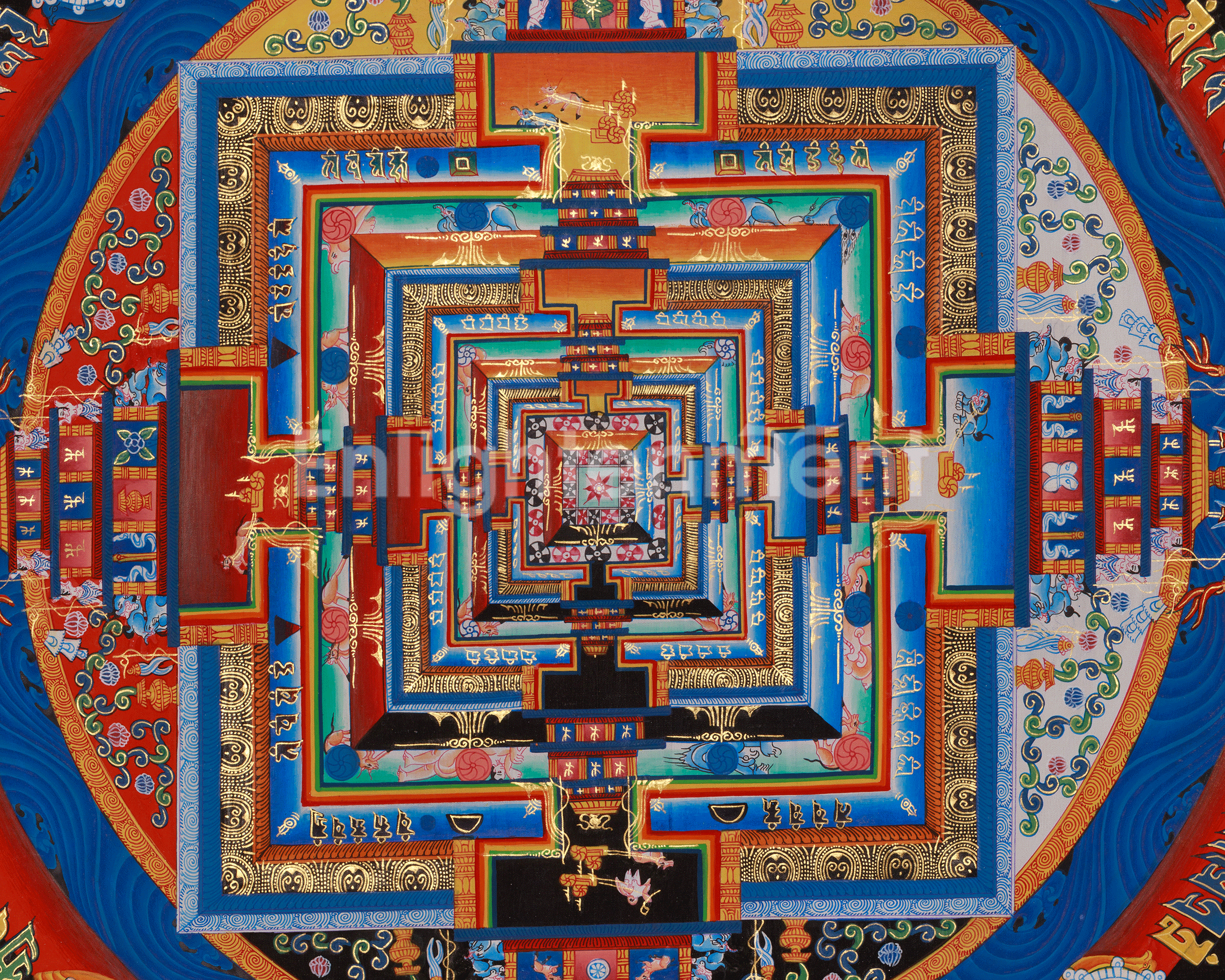 Traditional Art of Kalachakra Mandala | Sacred Wheel of Time Thangka for Meditation
