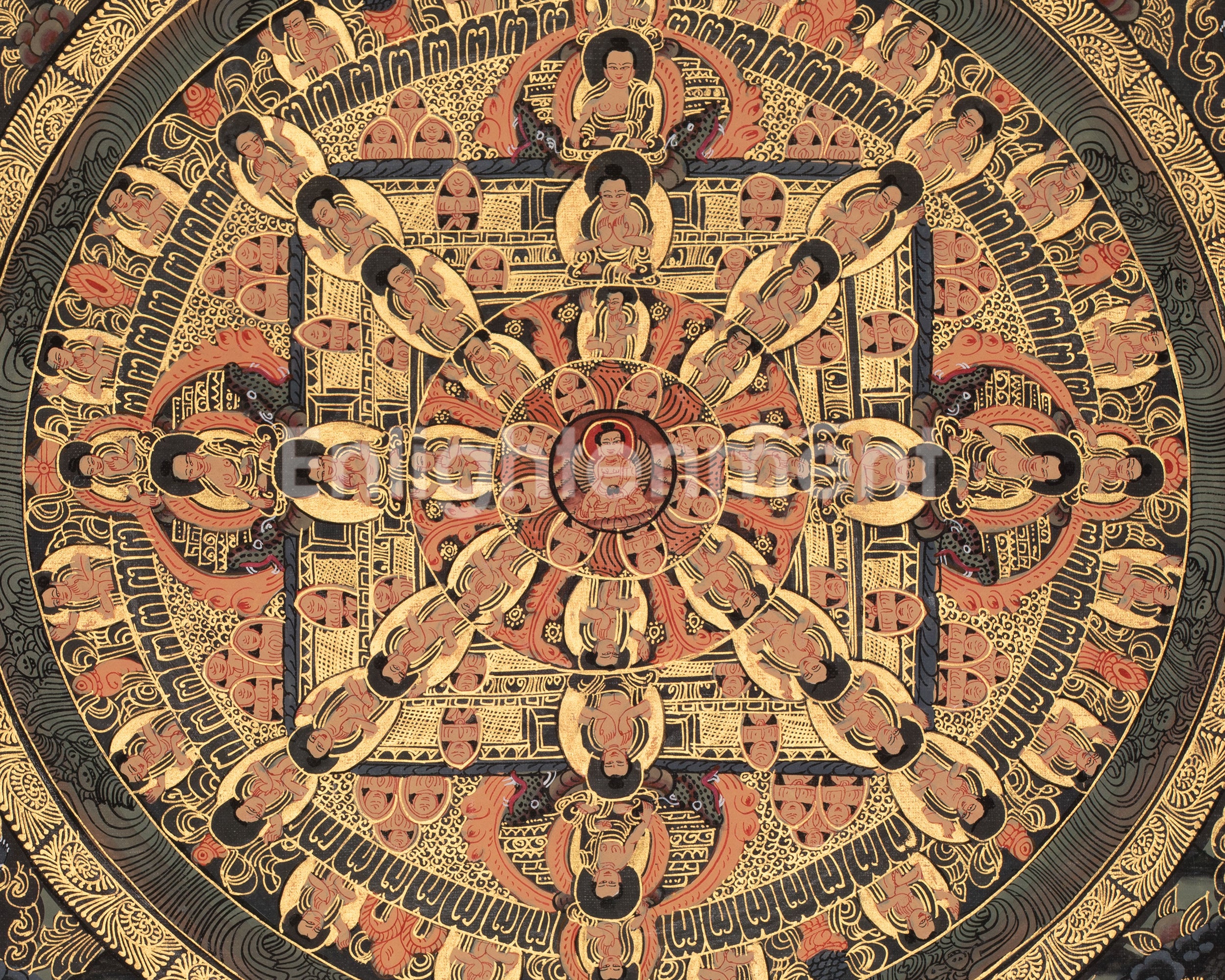 Buddha Shakyamuni Mandala Thangka | Buddhist Mandala Art Featuring Historical Buddha