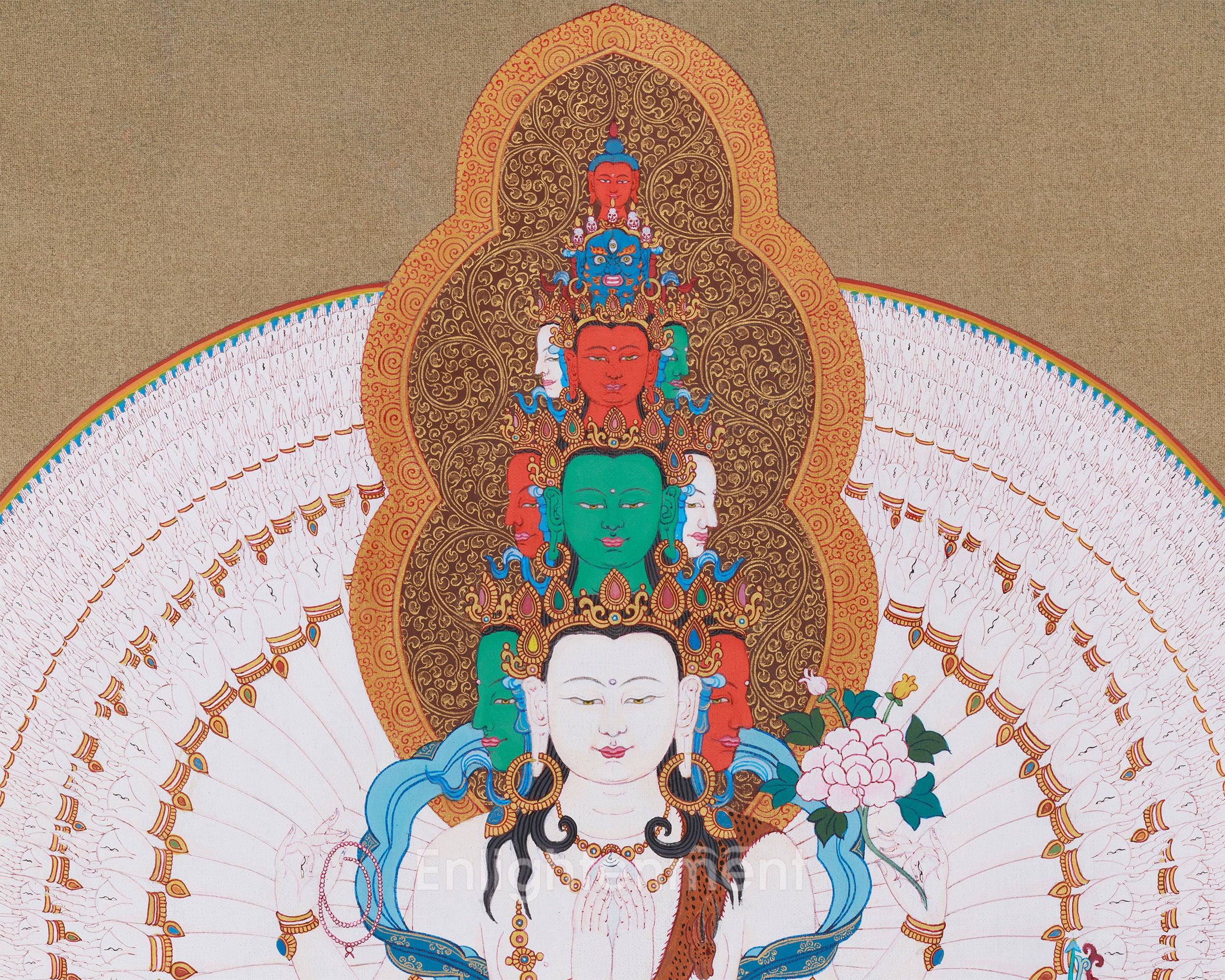 Thousand Arms Chenrezig Thangka | Divine Manifestation of Infinite Compassion