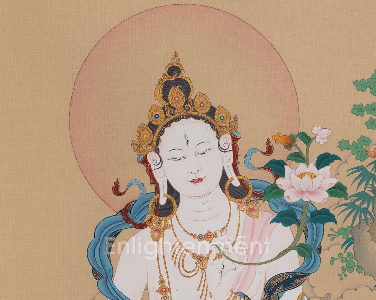 White Tara Vajrayana Buddhist Art | Compassion and Longevity Deity