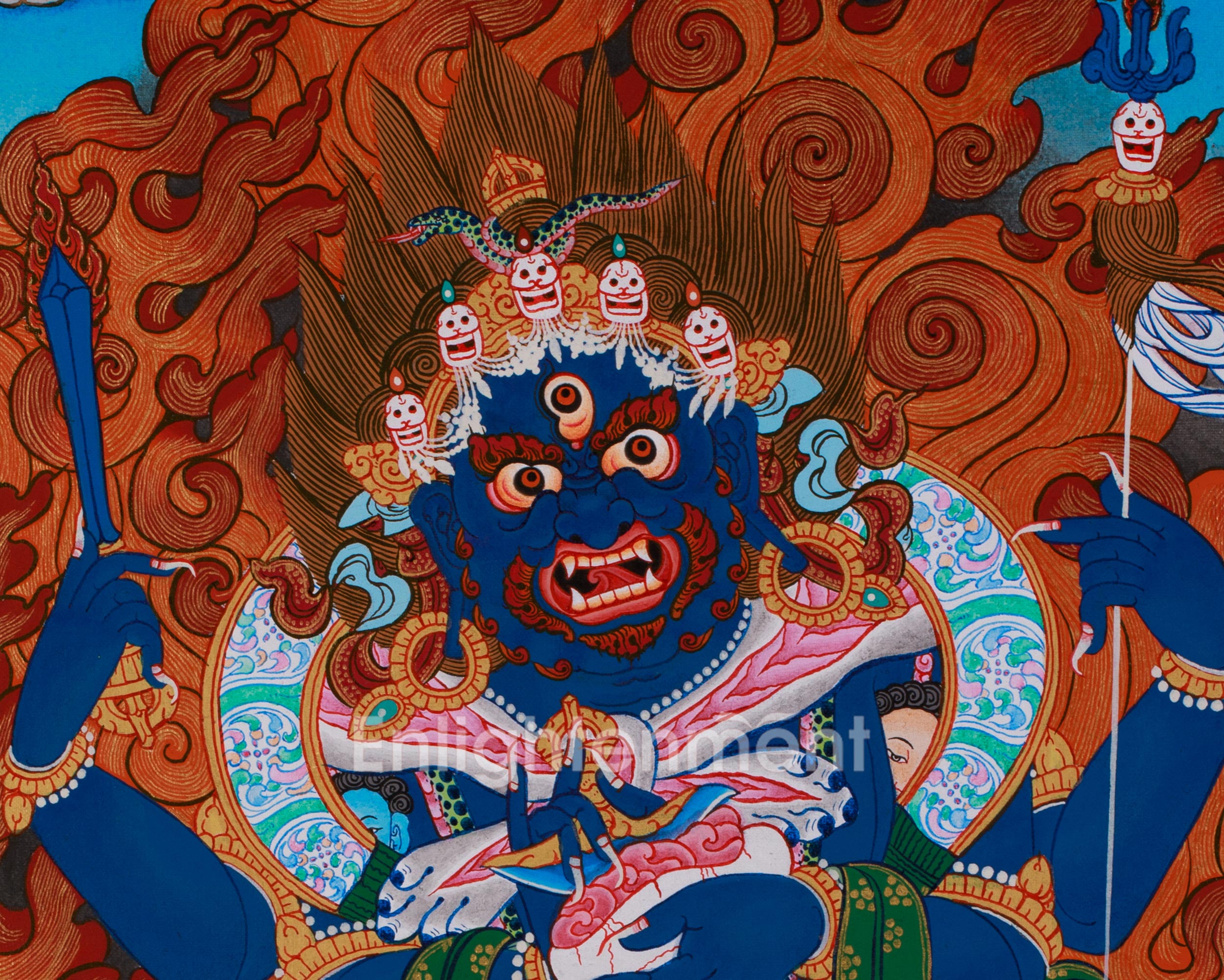 Tibetan Four-Armed Mahakala Thangka | Wrathful Protector of Dharma