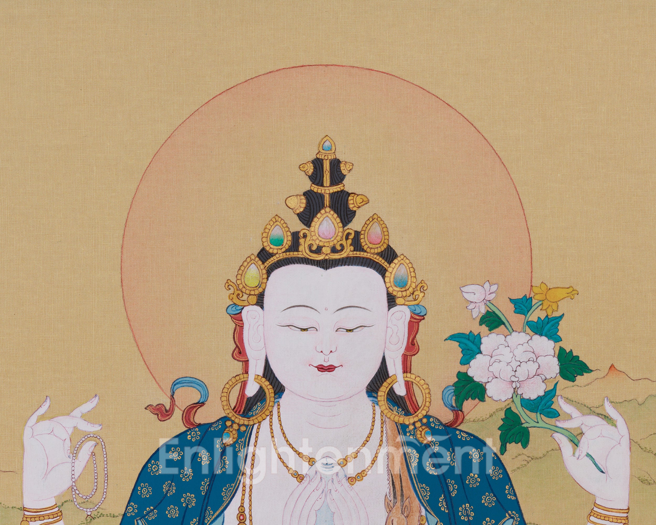 Bodhisattva of Compassion, Chenrezig Thangka | 4-Arms Avalokiteshvara