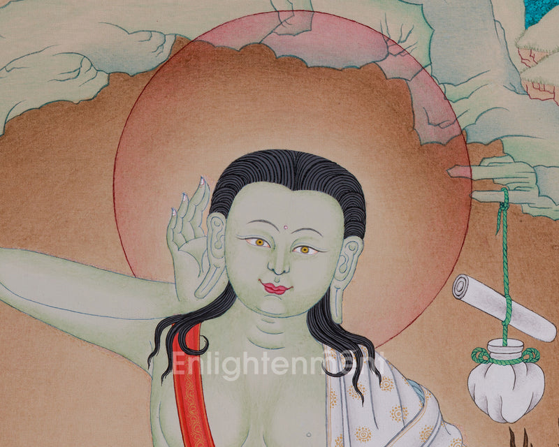 Milarepa, The Great Yogi | Hand-Painted Buddhist Thangka