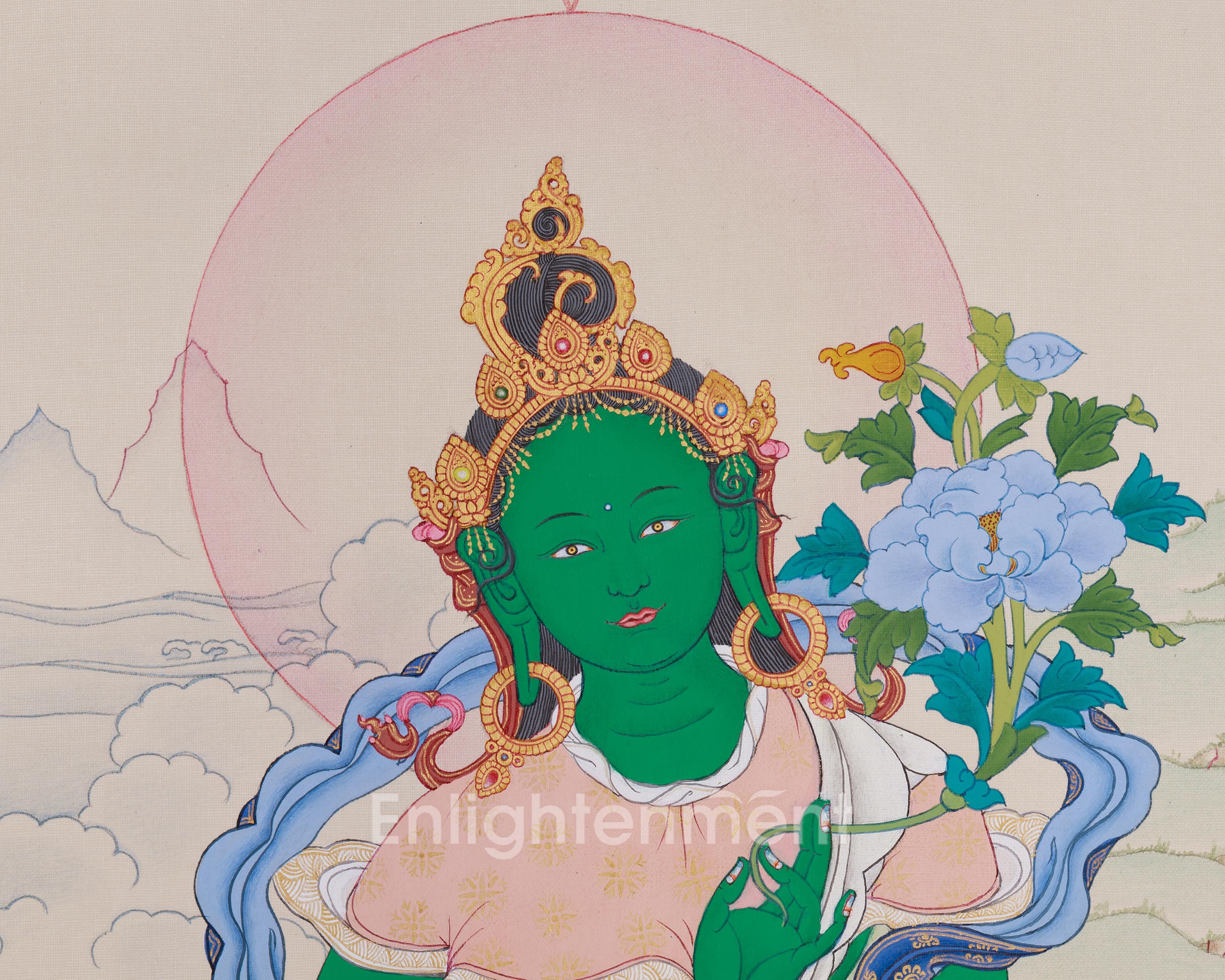 Hand-Painted Green Tara Protection Deity Thangka | Mother of Liberation
