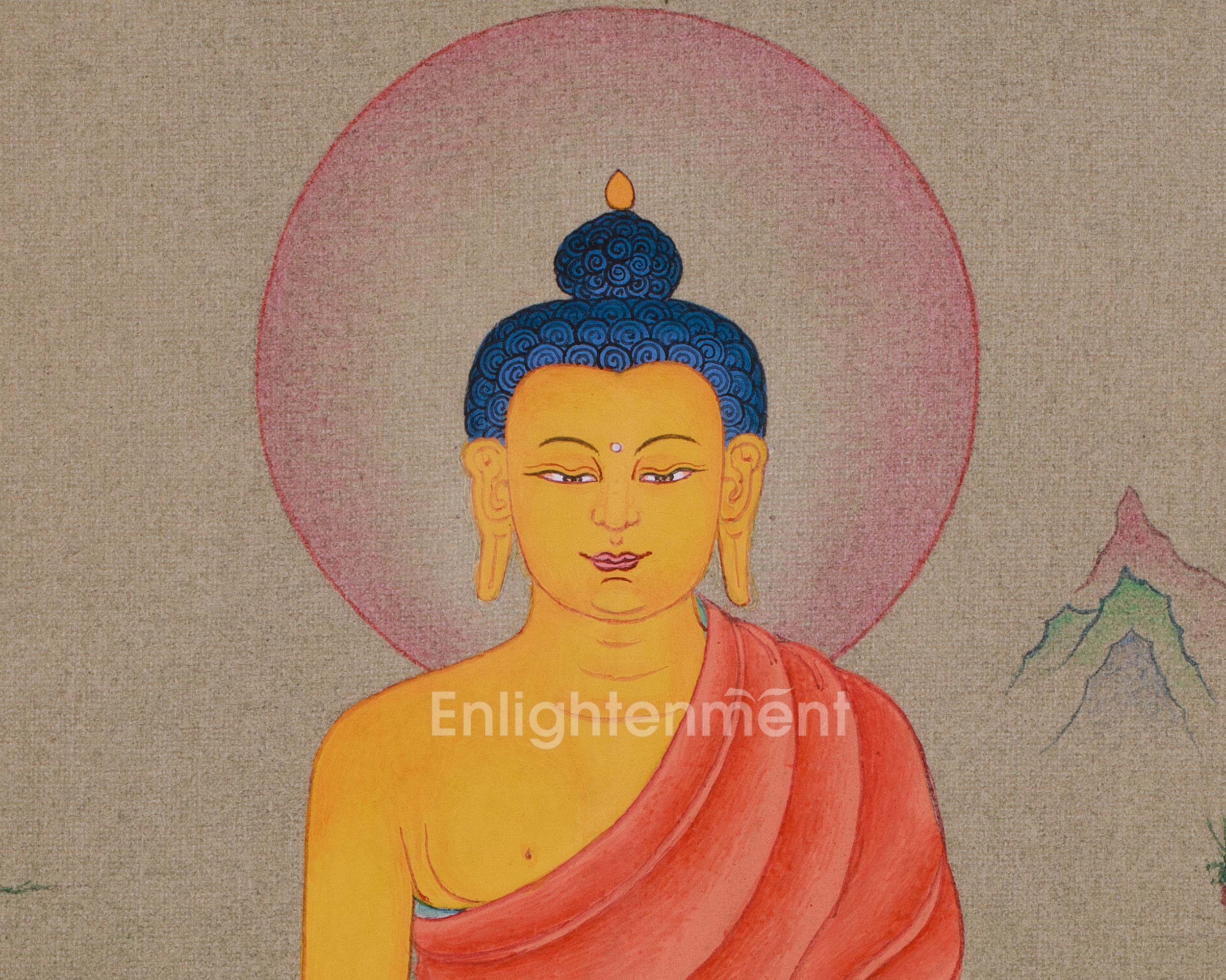 Hand-Painted Peaceful Deity Shakyamuni Buddha Thangka | A Symbol of Enlightenment