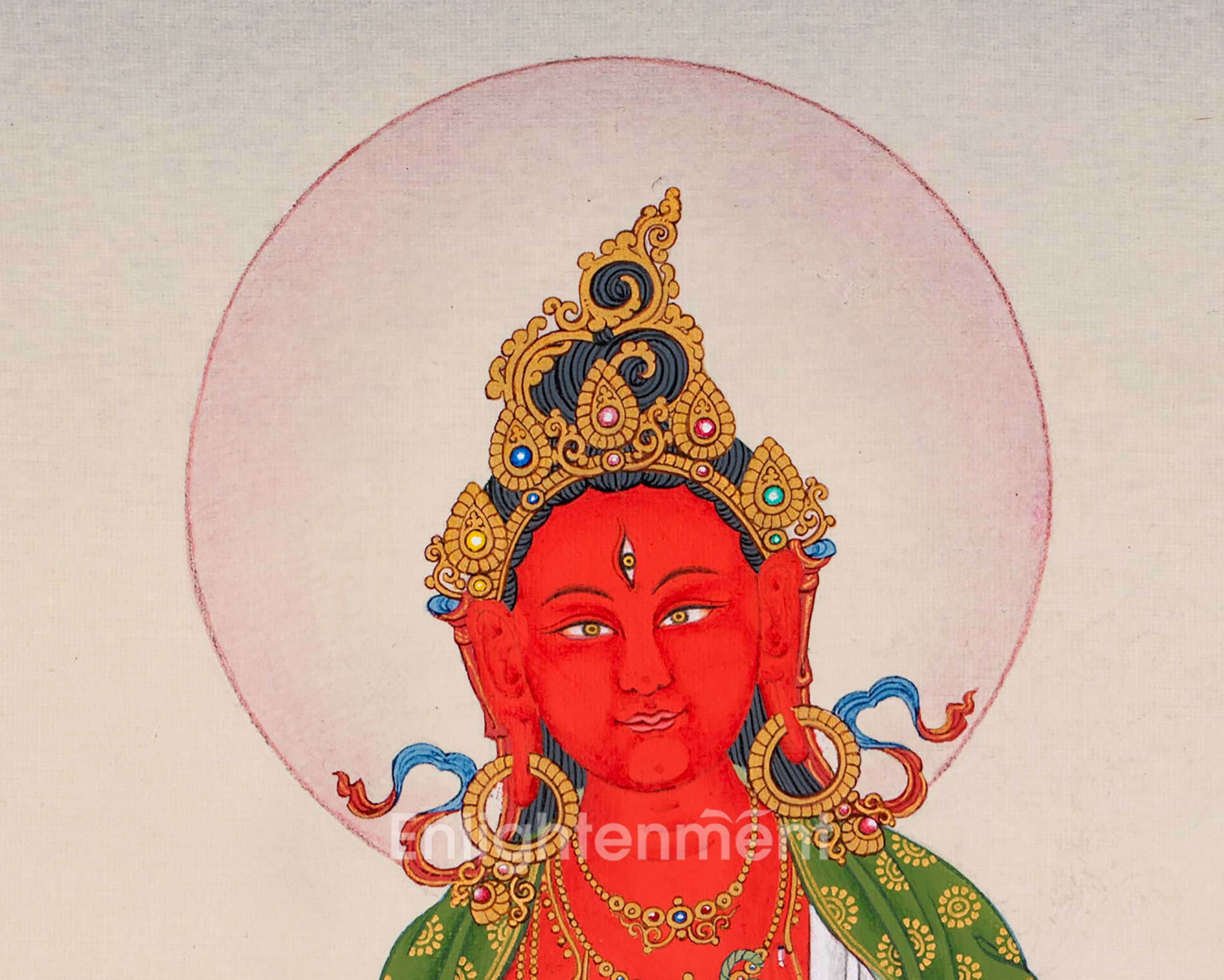 Divine Feminine, Red Tara Thangka | Traditional Tibetan For Wall Hanging Decoration