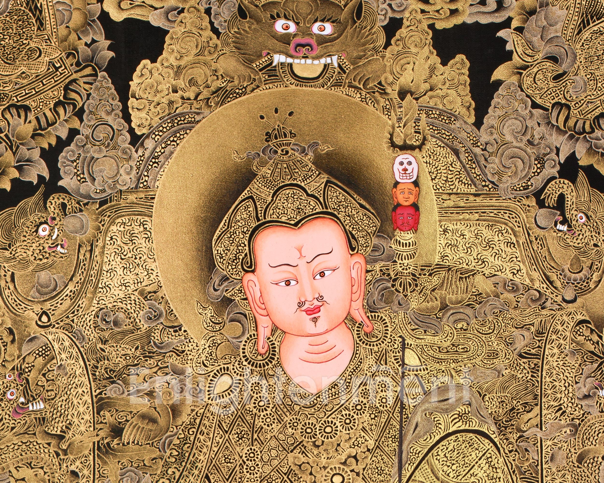 Eight Manifestations of Guru Rinpoche Thangka | Radiant Gold Thangka of the Supreme Tantric Master