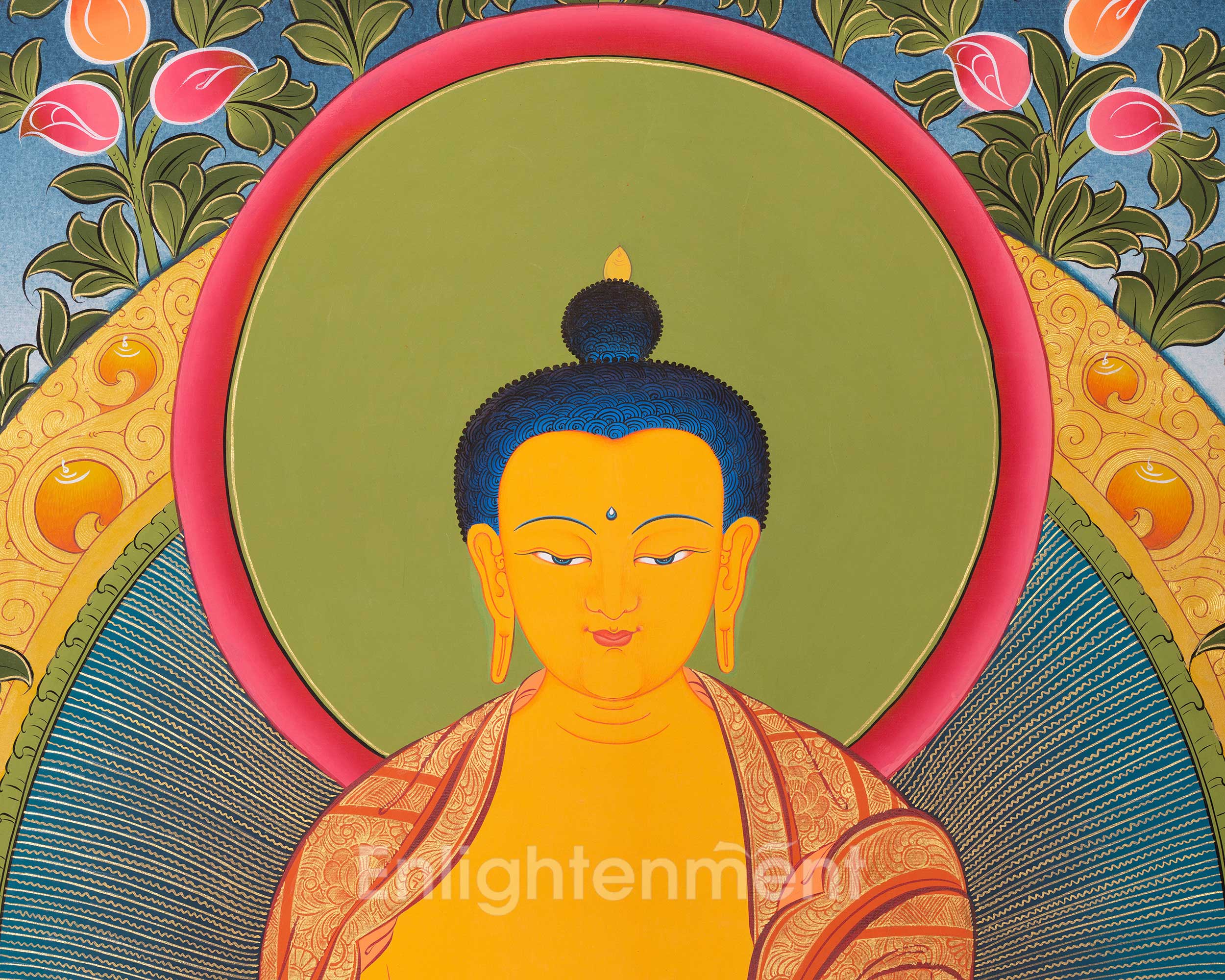 Big Shakyamuni Buddha Tibetan Thangka | Buddhist Wall Decor