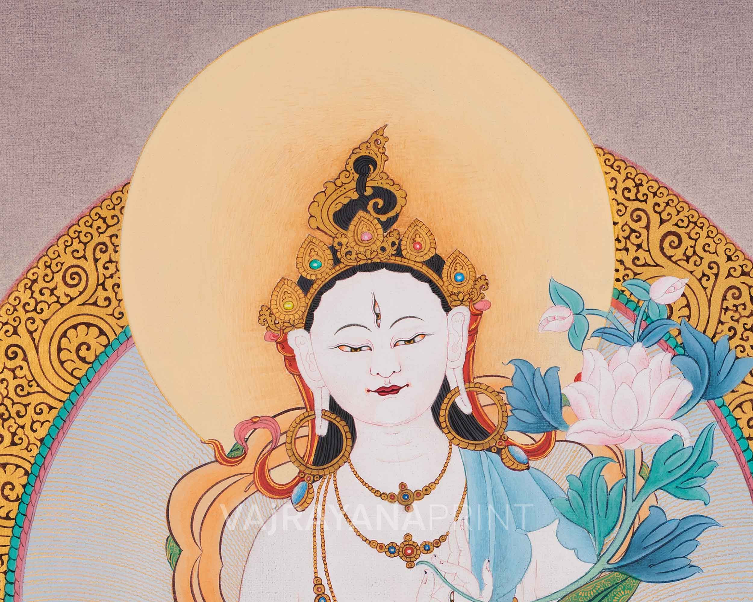Goddess White Tara Giclee Canvas Print | Female Bodhisattva