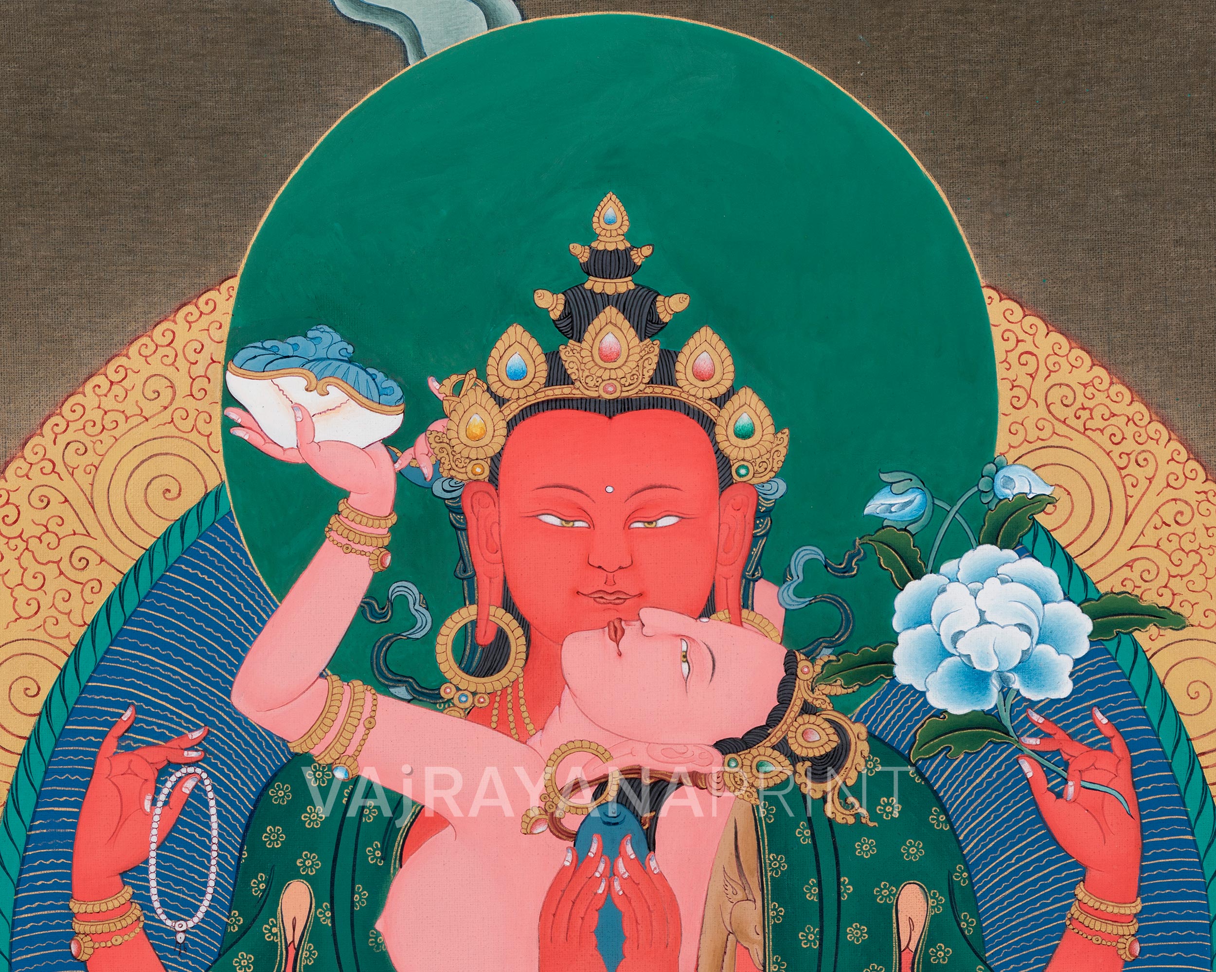 Red Chenrezig Canvas Print | Tantric Form of Compassion