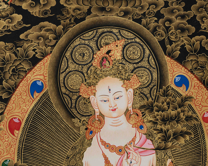 Traditional Sita Tara Gold Thangka | Enlightened Masters | Composition of Wisdom and Protection