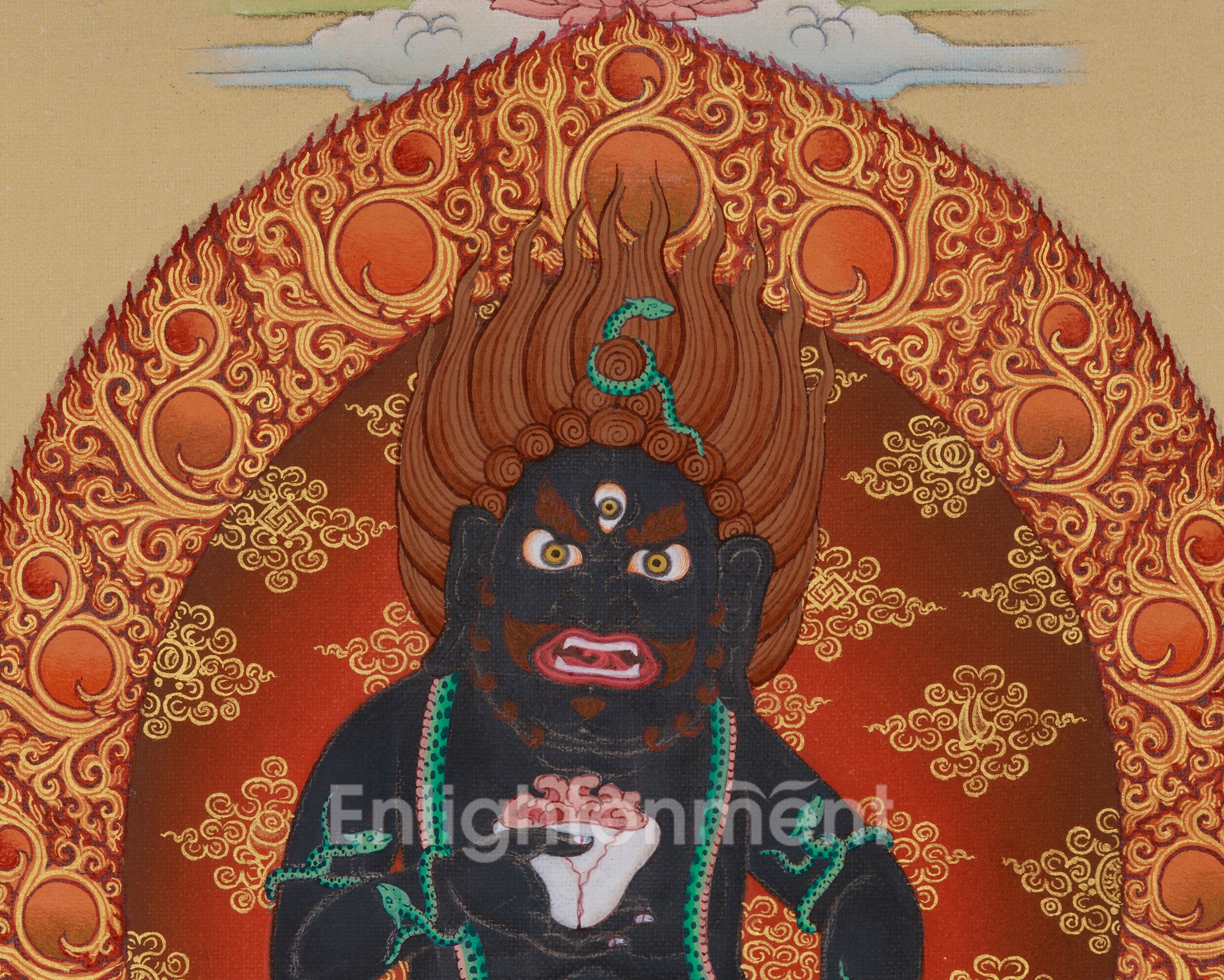 Himalayan Black Dzambhala Thangka | Tibetan Art for Prosperity, Protection, and Abundance