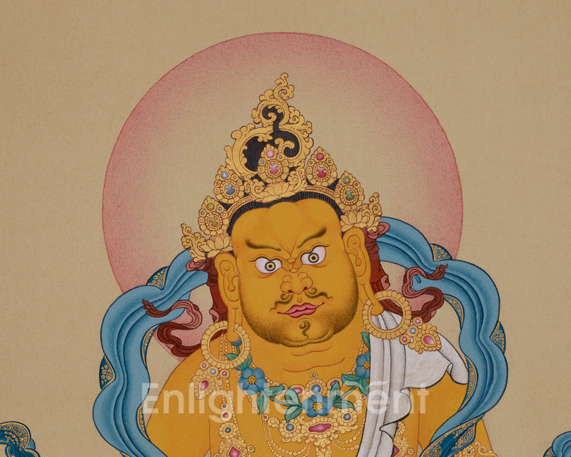 The Wealth Deity, Yellow Dzambhala's Blessings | Exquisite Details with Lhasa Stone and 24K Gold