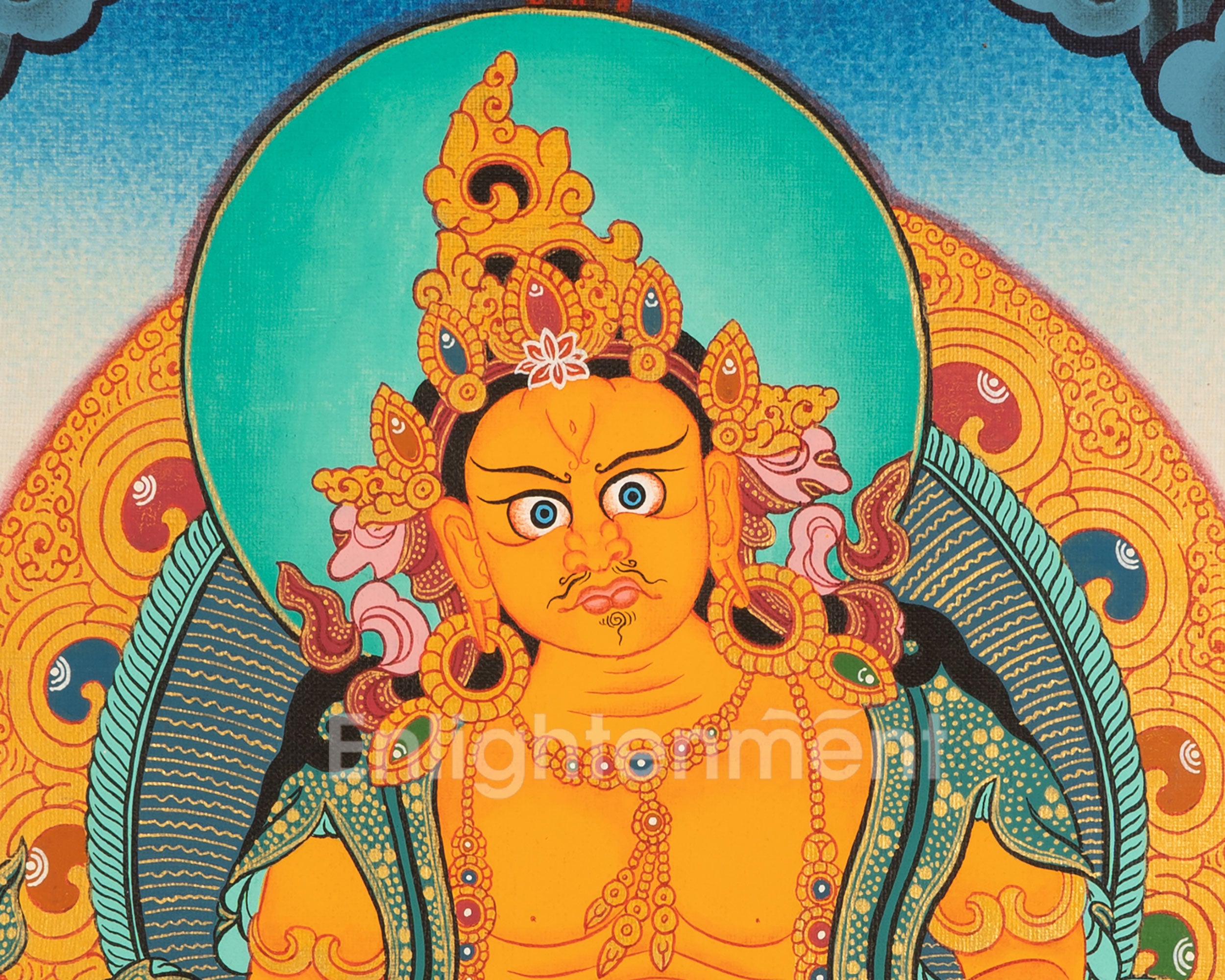 Handpainted Dzambala Kubera | Religious Thangka Art | Wall Decors