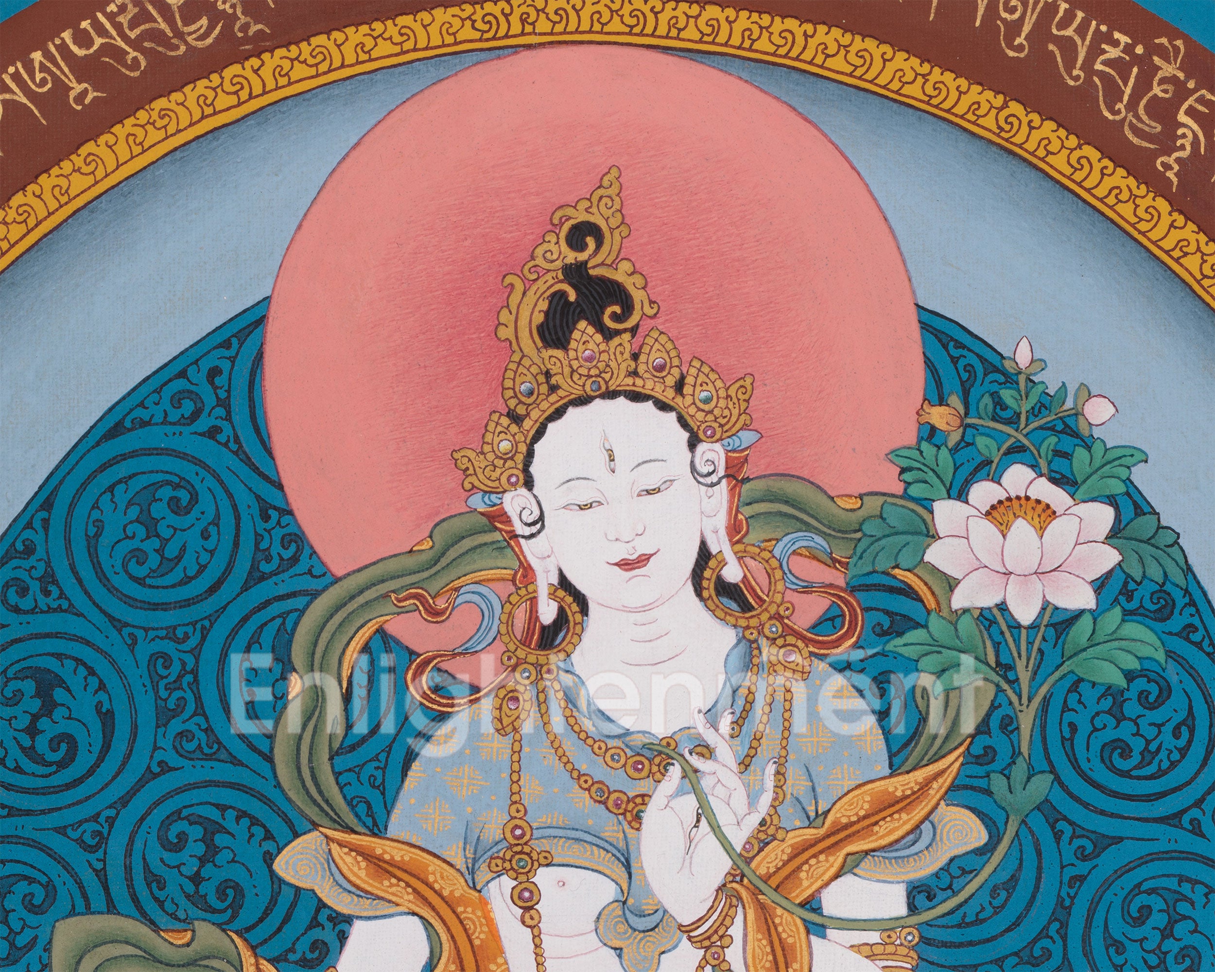 Exquisite Goddess White Tara Mandala Thangka | Female Buddhist Deity of Health and Protection