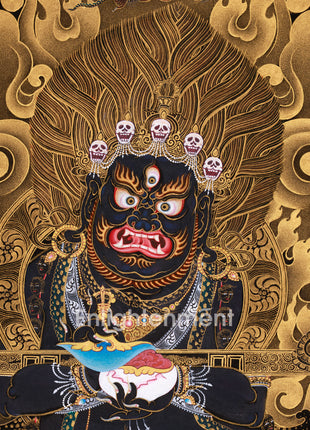 Extra-ordinary Sakya Mahakala Thangka in Gold