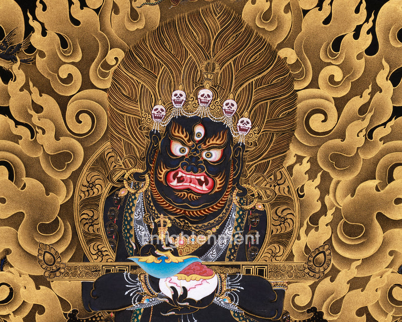 Extra-ordinary Sakya Mahakala Thangka in Gold