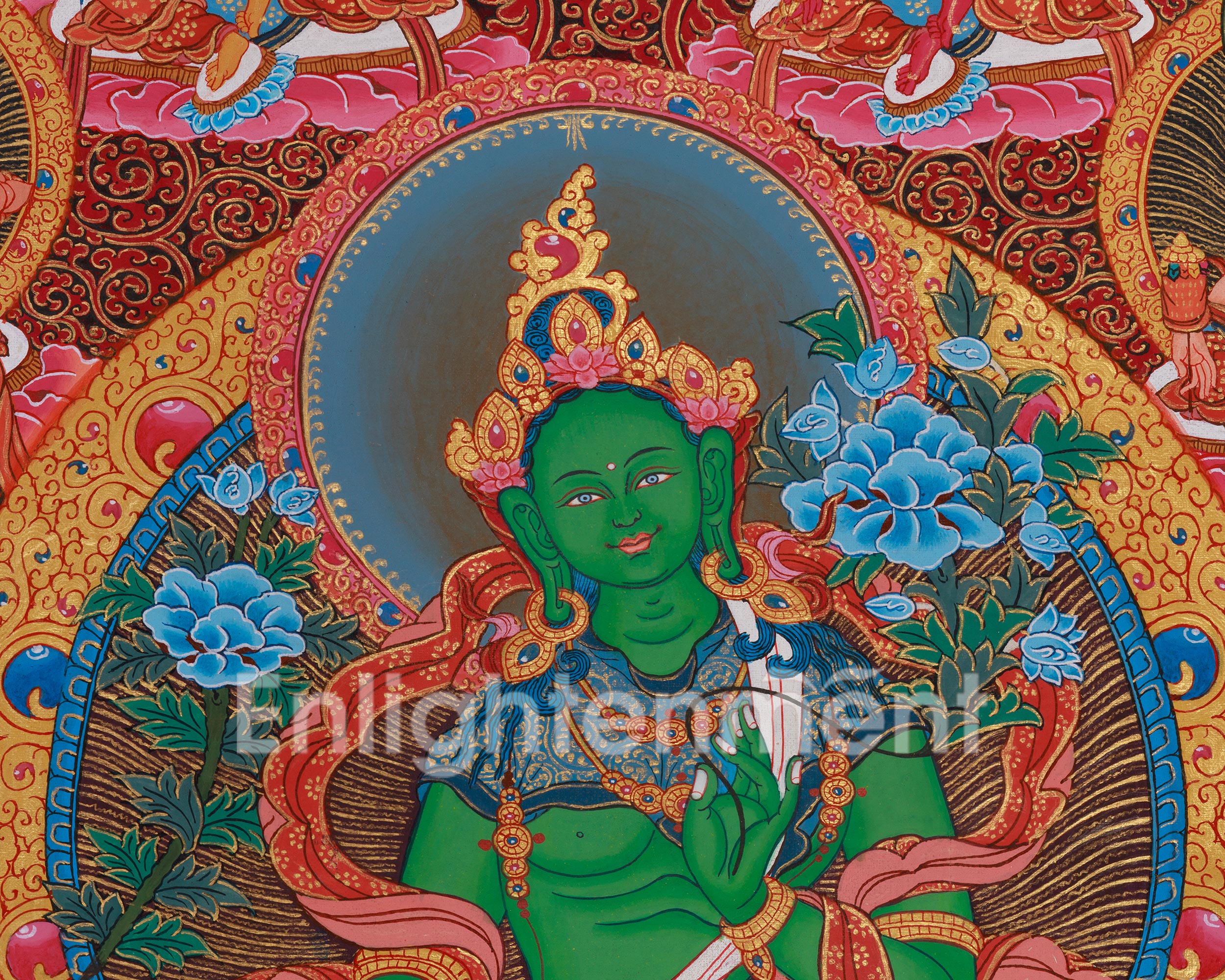 Divine Twenty-One Taras Thangka | The Compassionate Goddess & Her Emanations