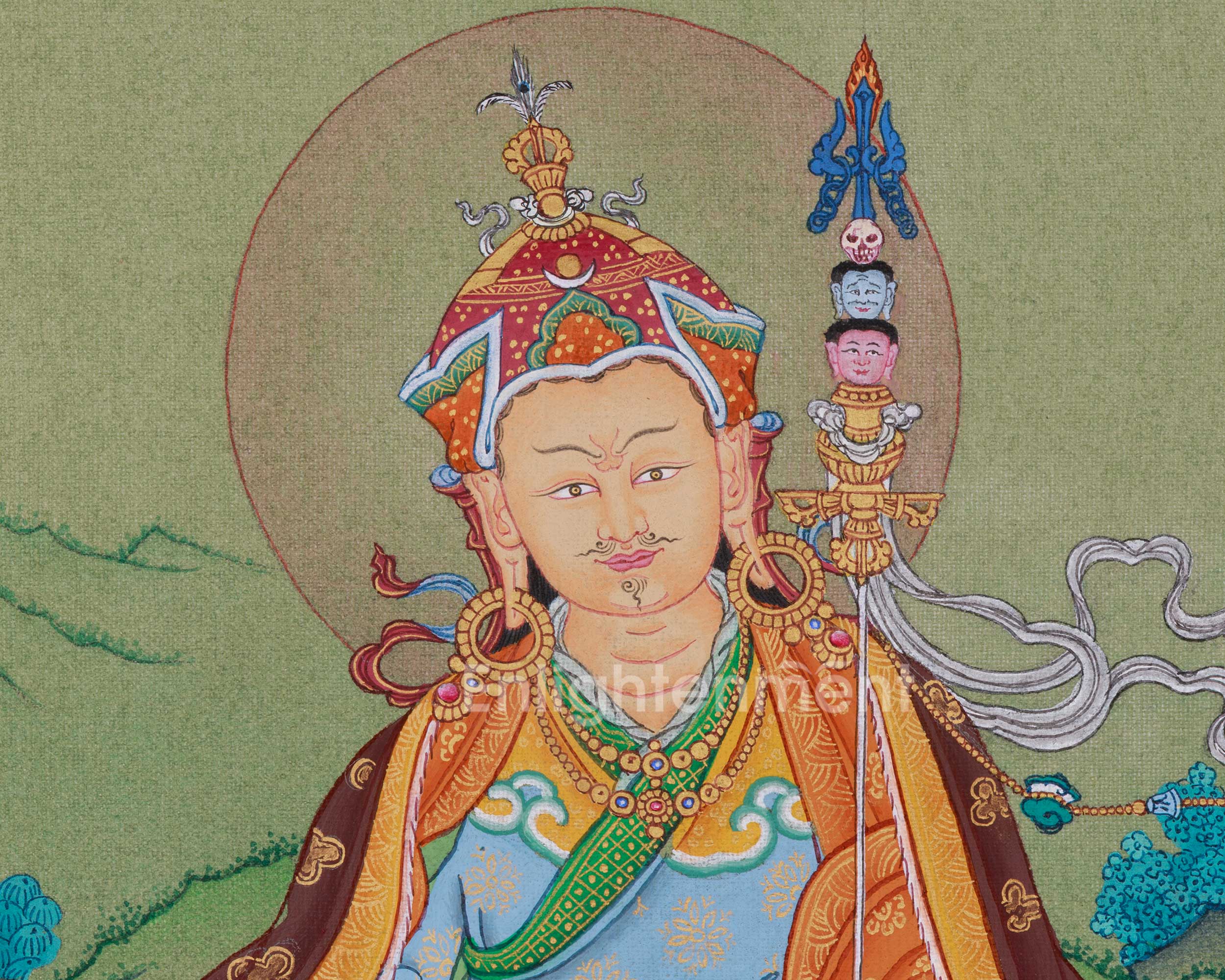 Lotus-Vajra Guru Rinpoche Thangka | Padmasambhava Master Artwork