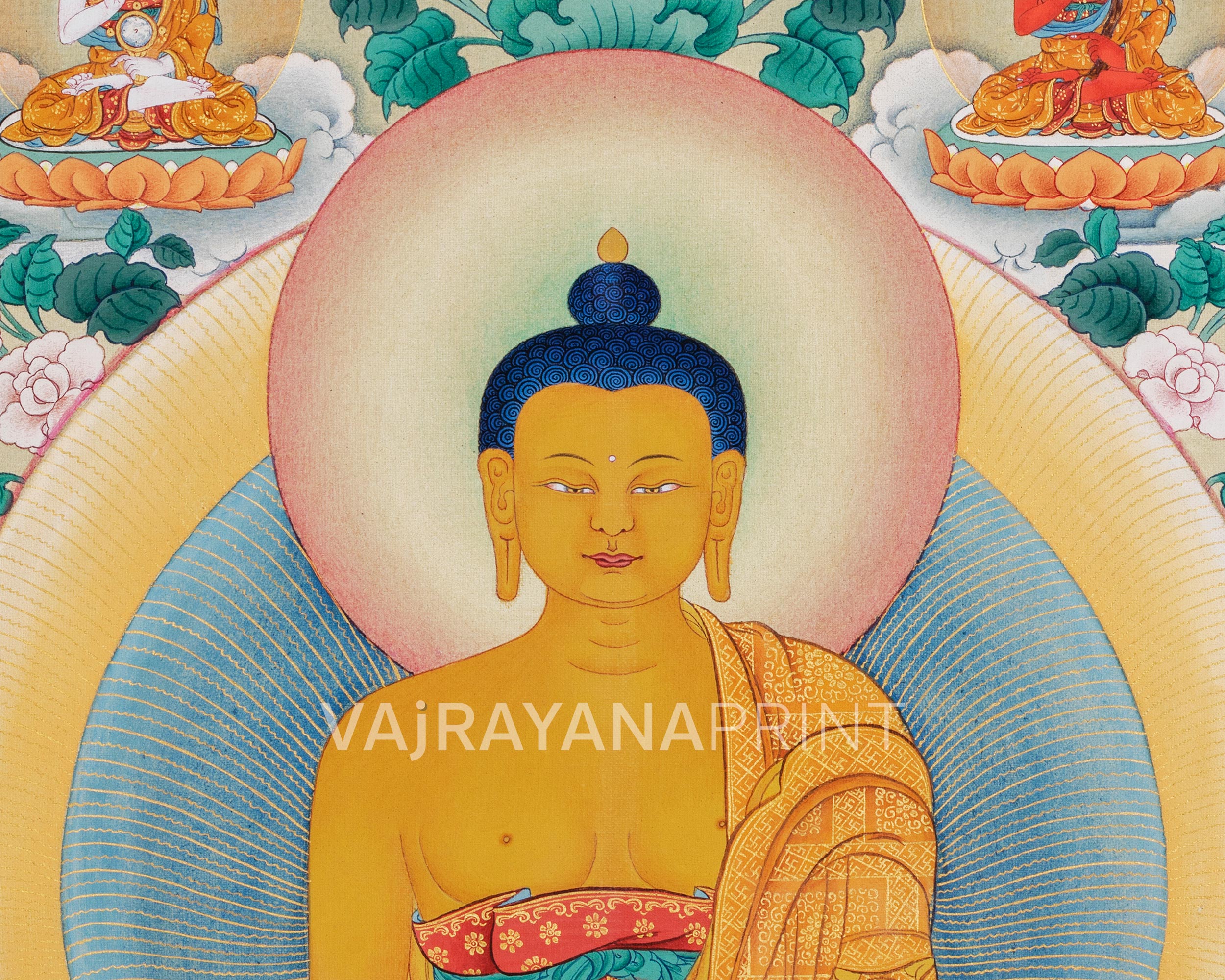 Buddha Shakyamuni Thangka, 35 Buddhas of Confession, Thangka Print