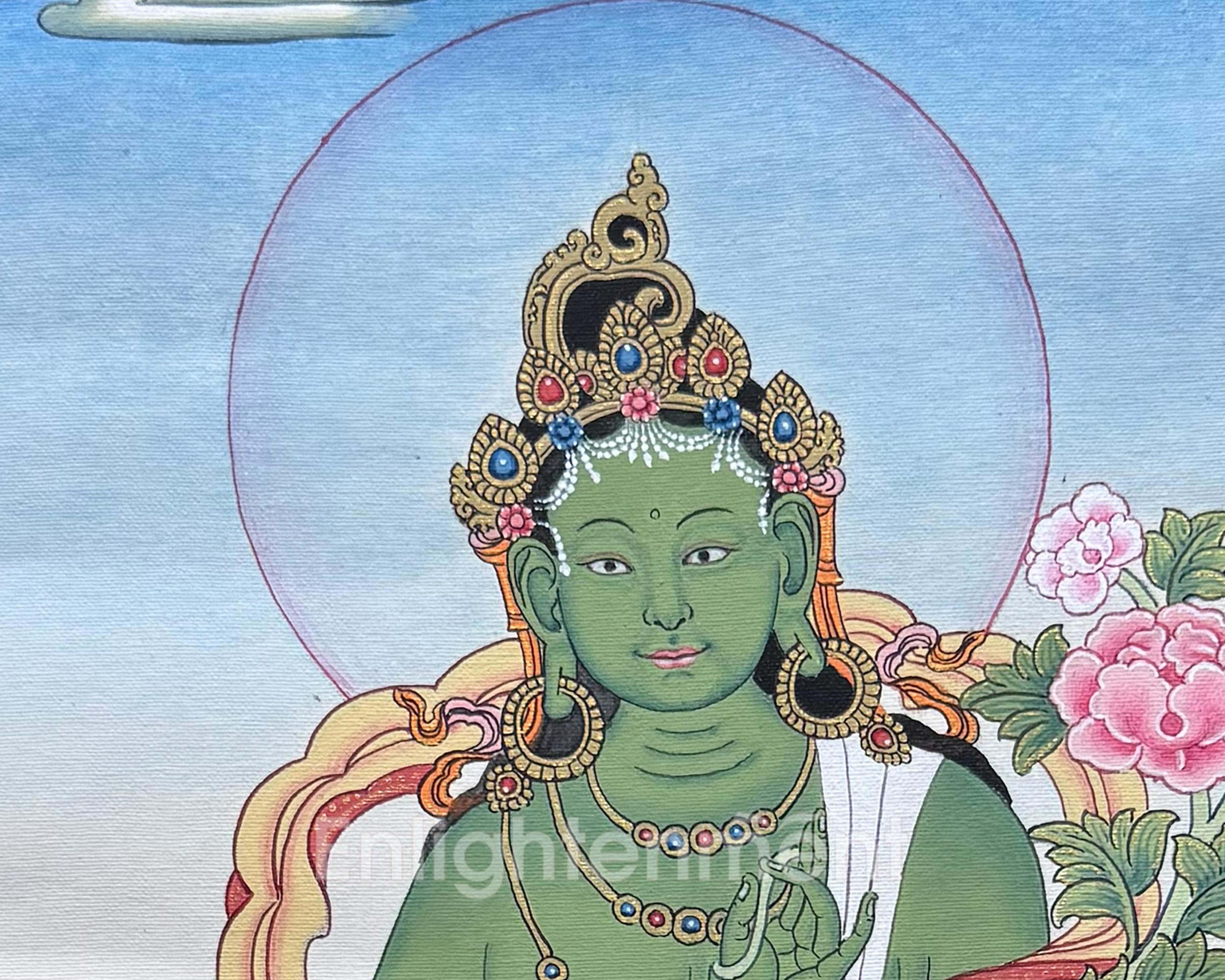 Divine Green Tara Thangka With Brocade | Compassion and Protection Deity