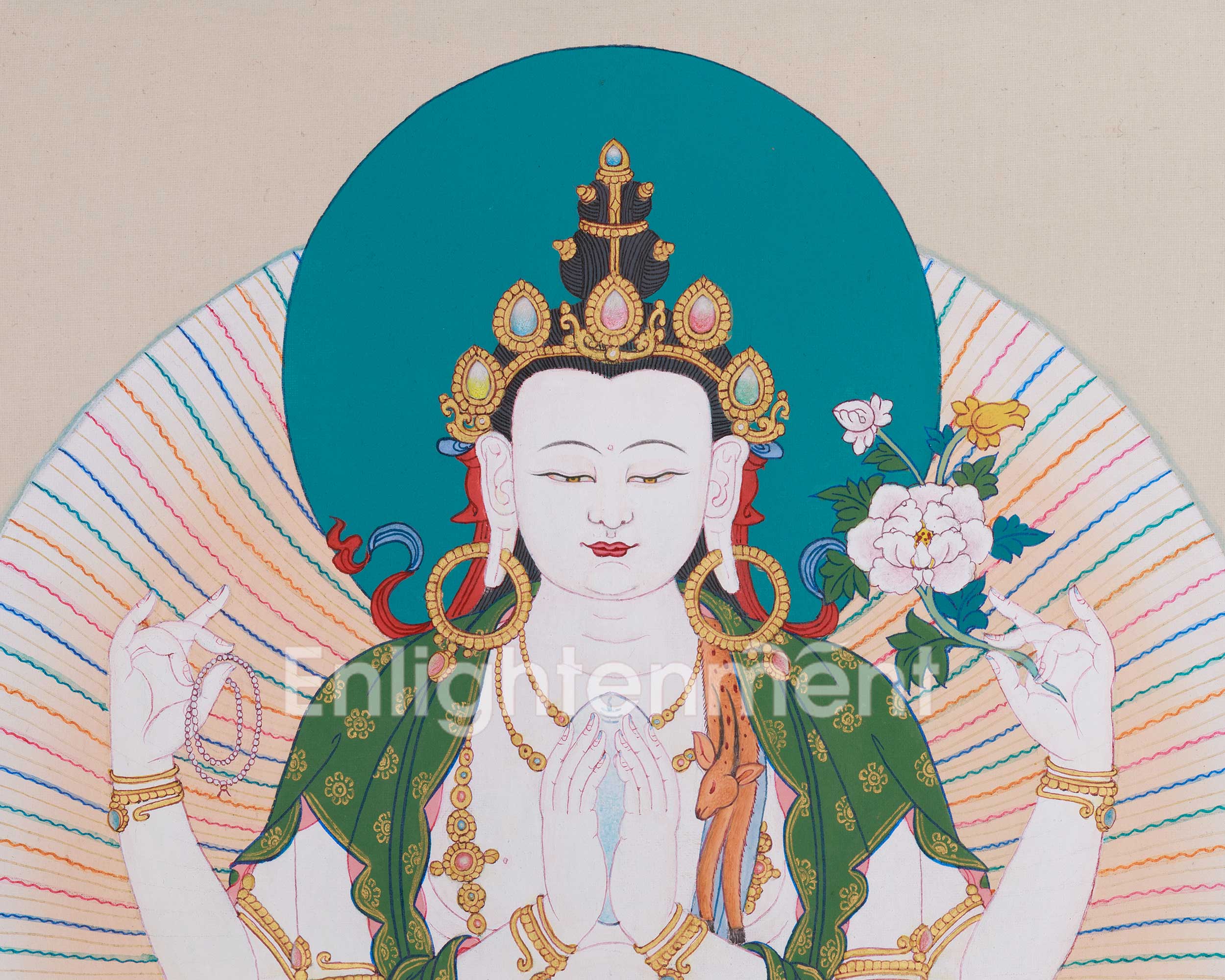 Traditional Handmade Chenrezig Thangka | Bodhisattva of Compassion and Healing