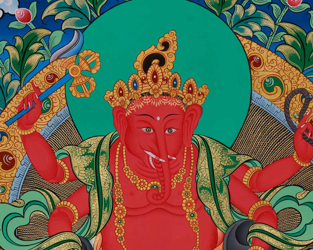 Ganesha Thangka | A Sacred Depiction of the Remover of Obstacles and Lord of Wisdom