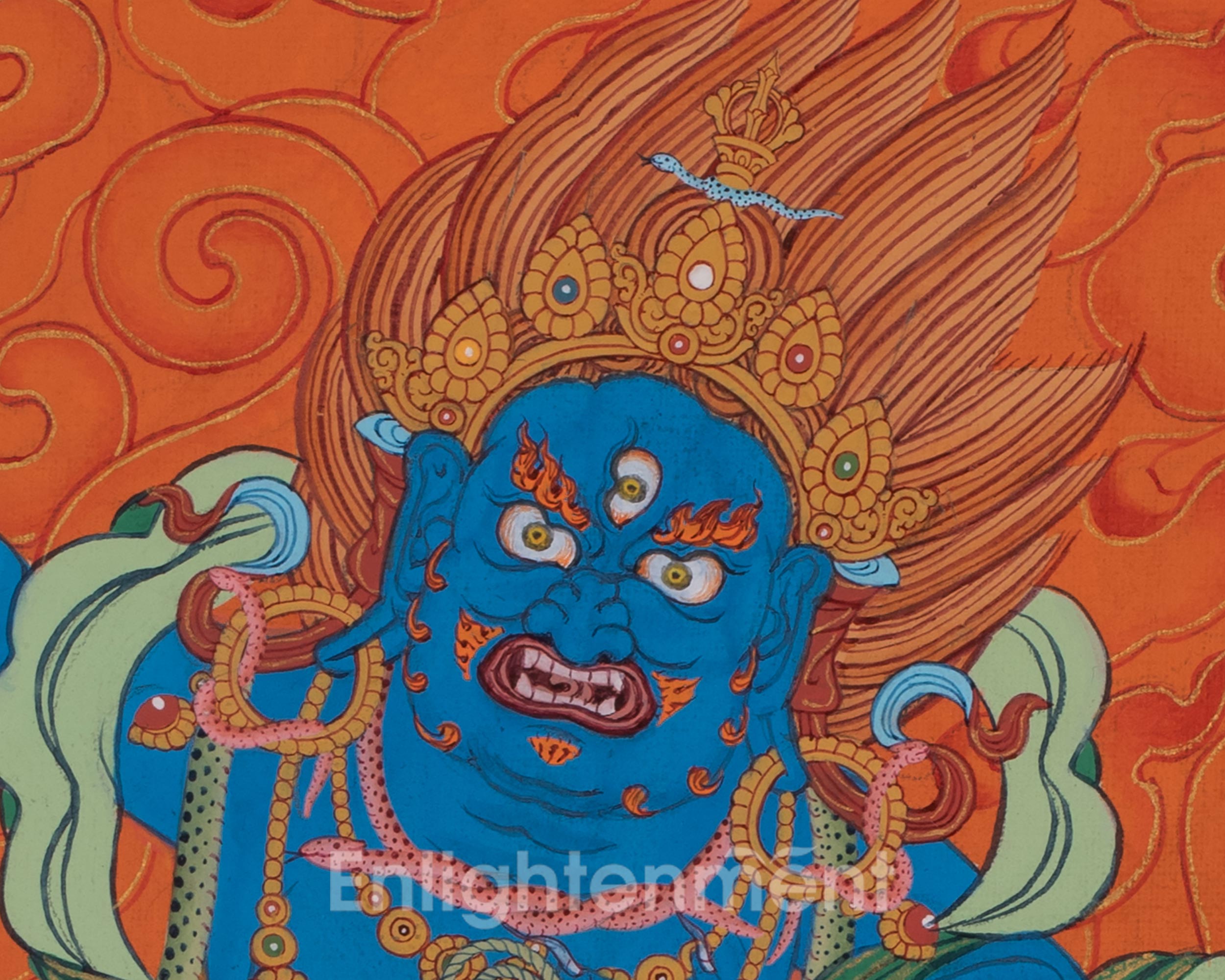 Vajrapani Tibetan Art | Wrathful Protector Thangka | Spiritual Gift