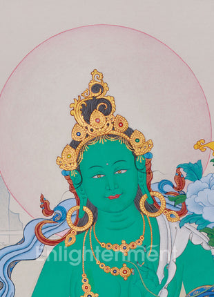 Supreme Mother Green Tara Thangka | Elegant Tibetan Artistry